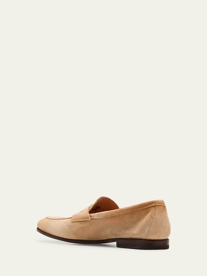 Santoni Men's Carlos Suede Penny Loafers outlook