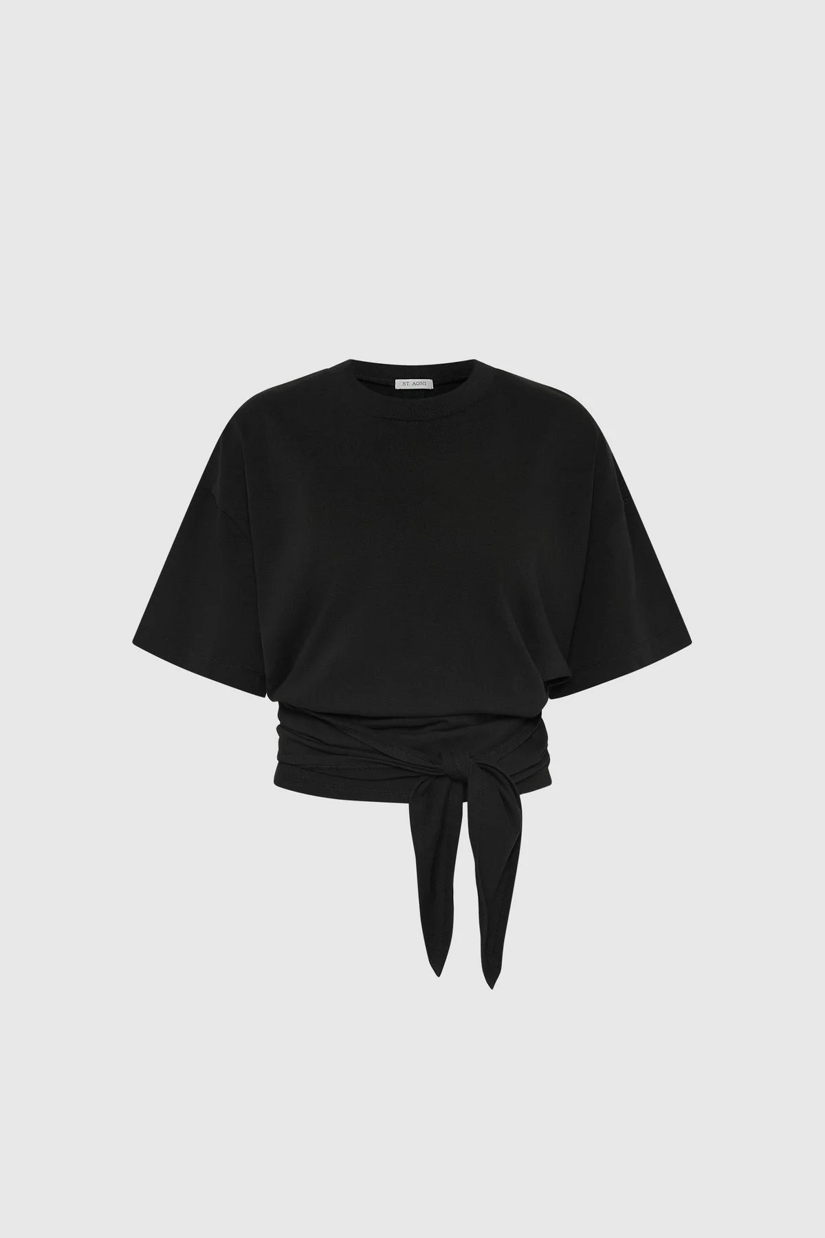 Cotton Jersey Split Back Tee - Black - 1