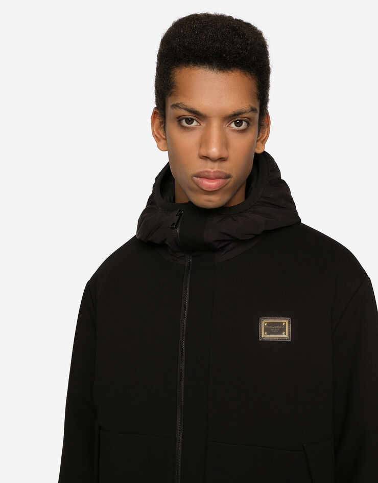 Stretch jersey parka with hood and tag - 4