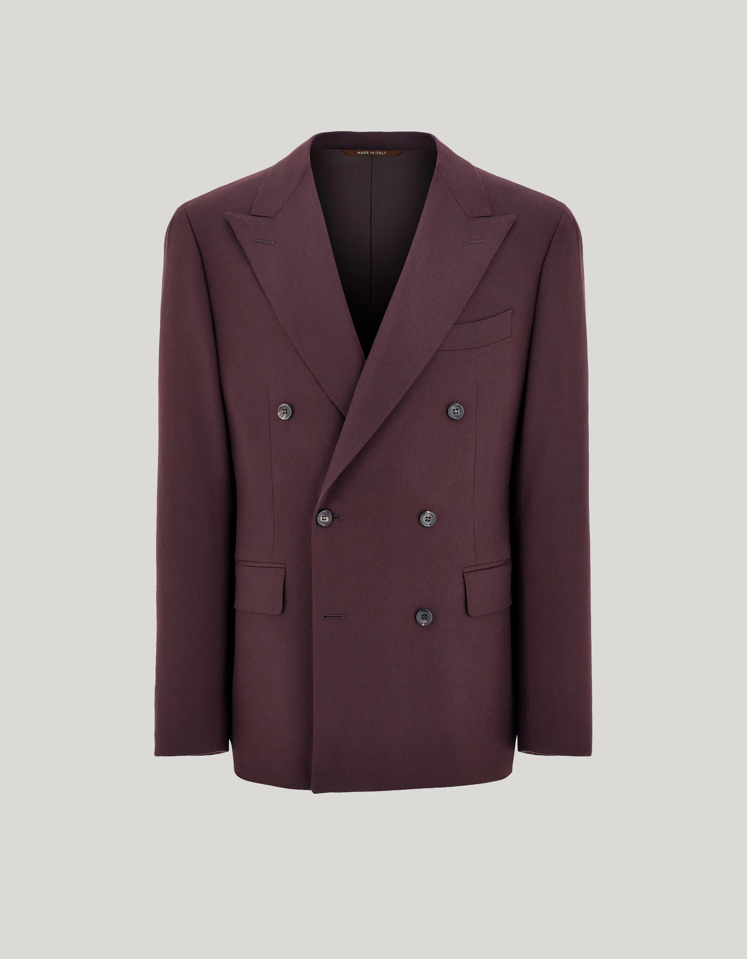 DARK BROWN CANALI TRAVEL WOOL FLANNEL MODERN-FIT DOUBLE-BREASTED JACKET - 1