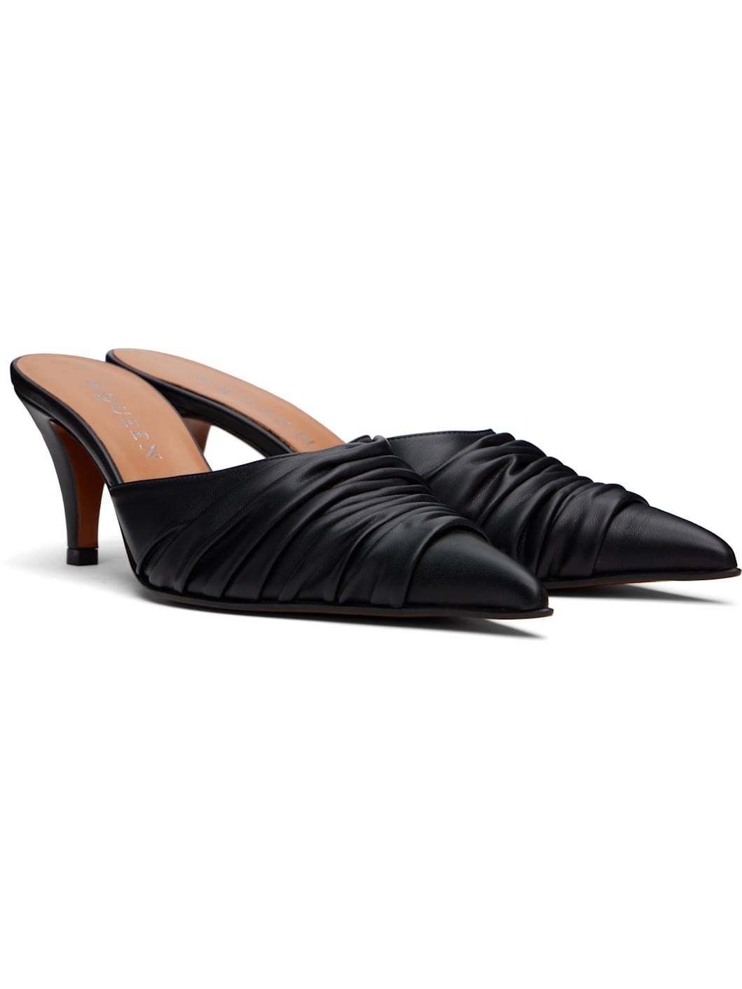 Black Birdee Ruched Mules - 4