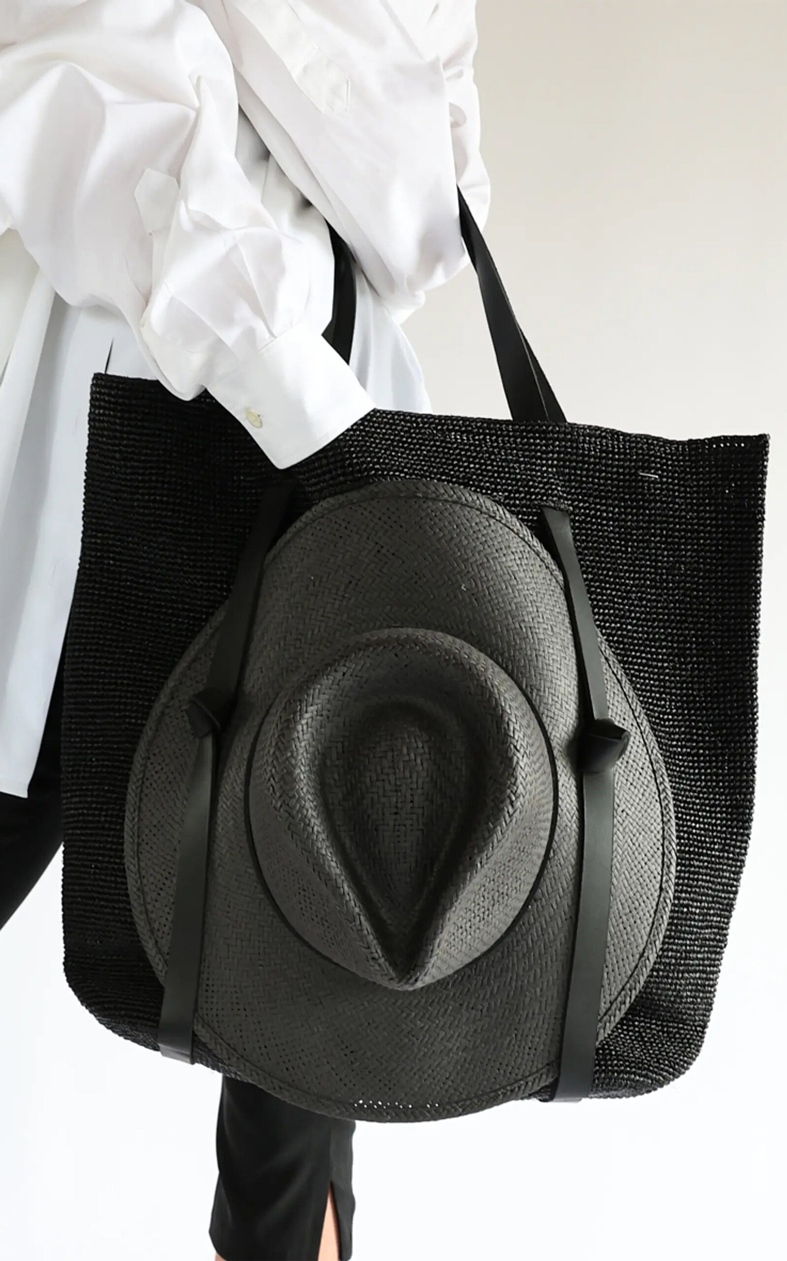 Tanner Straw Tote Bag black - 3