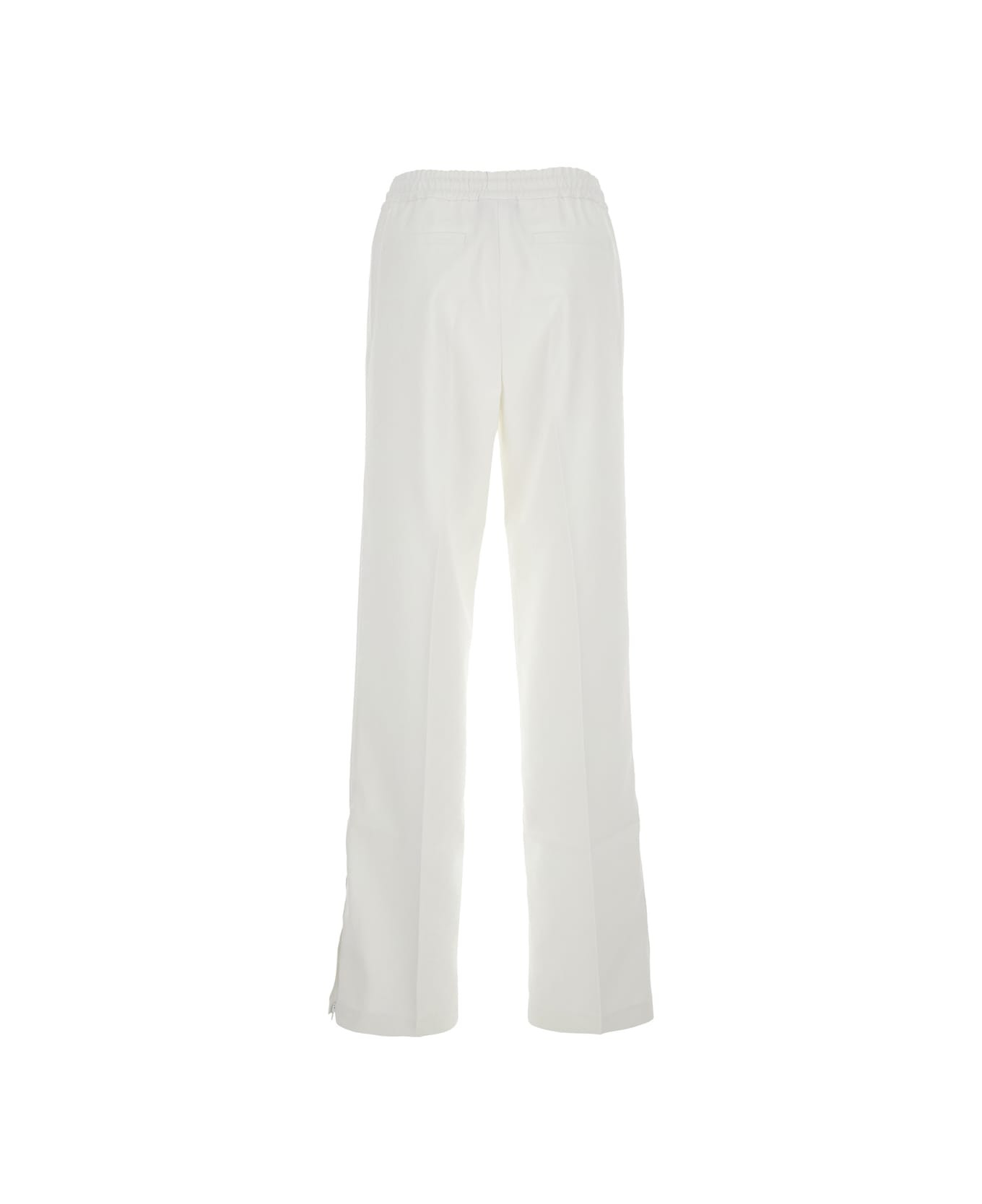 White Pants With Elastic Drawstring Waist In Tech Fabric Woman - 2