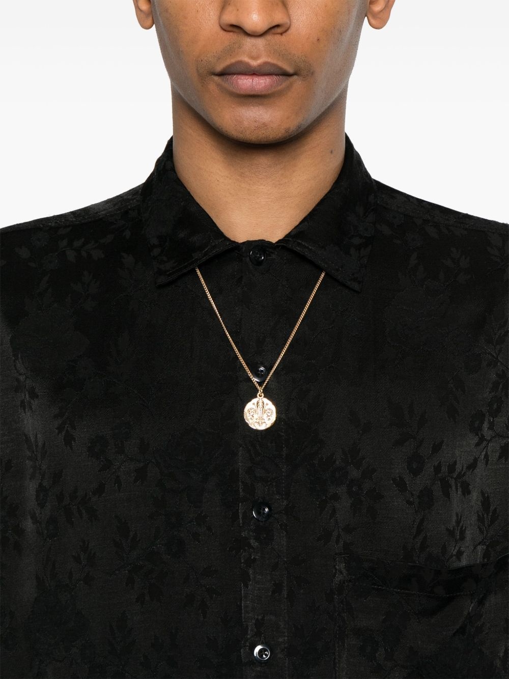 floral-jacquard shirt - 5