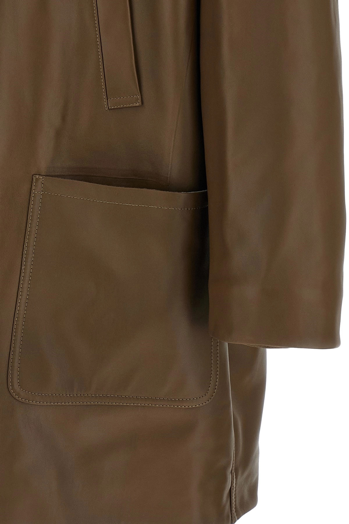 Double-breasted leather coat - 4