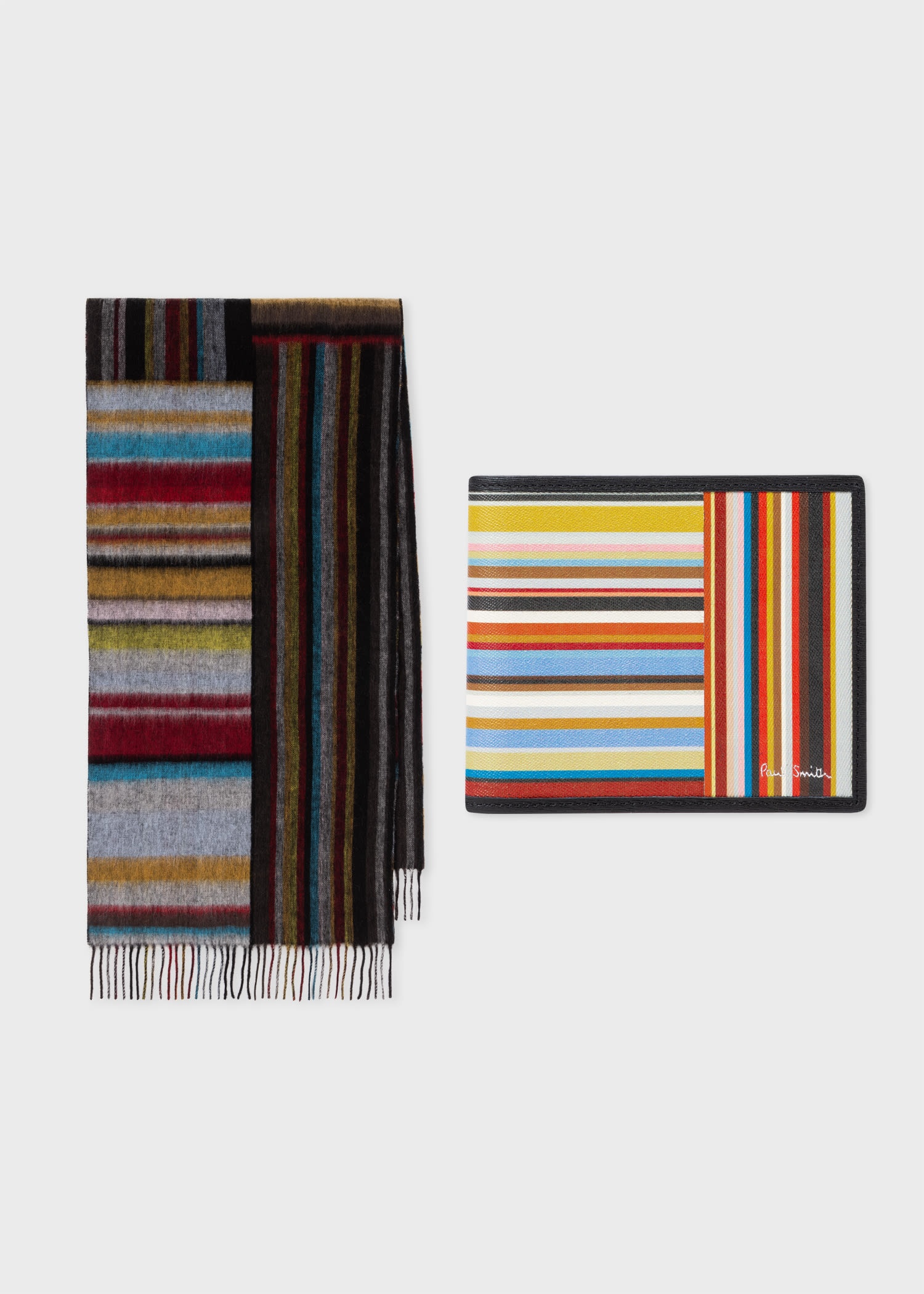 Mixed 'Signature Stripe' Scarf & Wallet Gift Set - 1