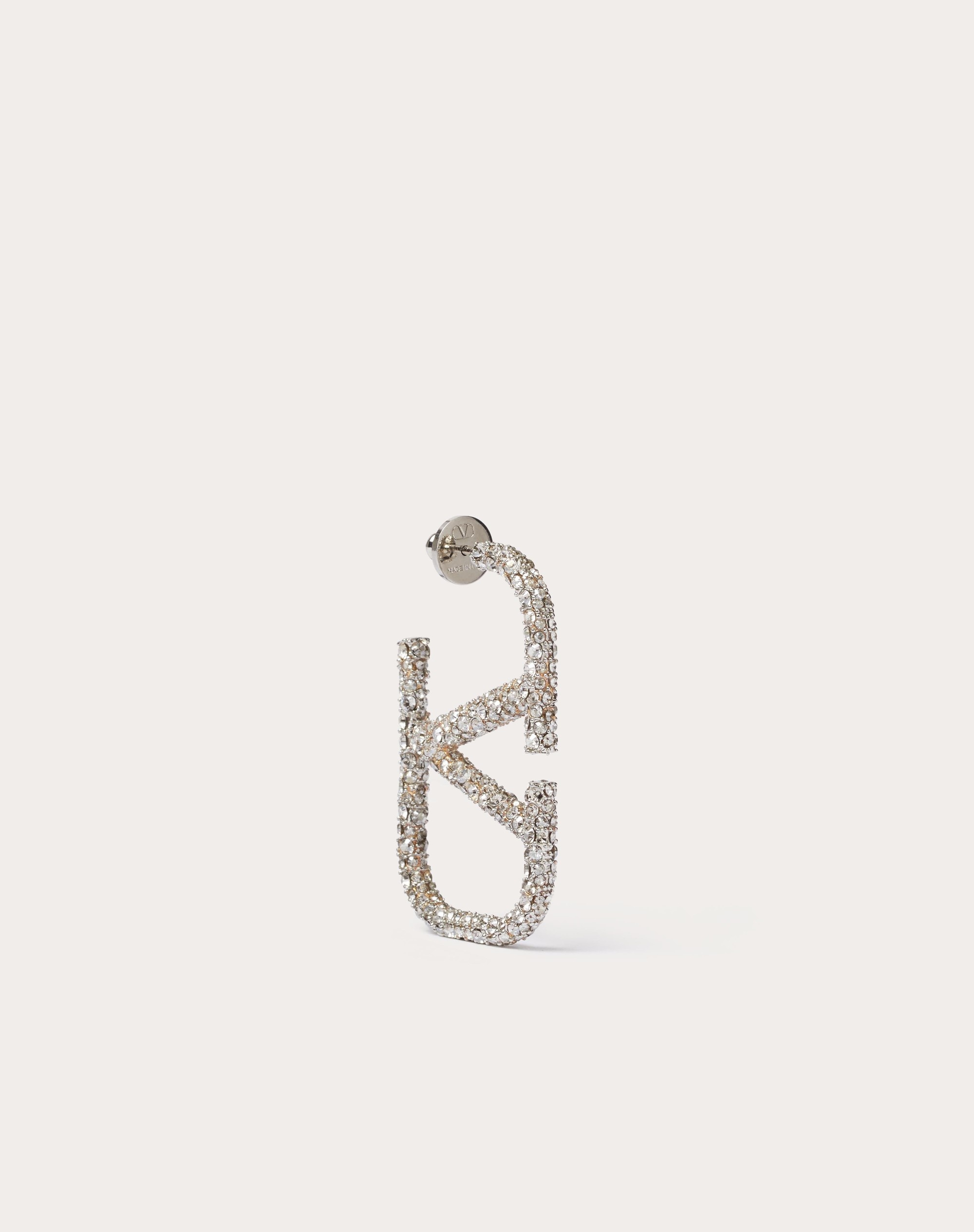 VLOGO SIGNATURE EARRINGS IN METAL AND SWAROVSKI® CRYSTALS. - 3