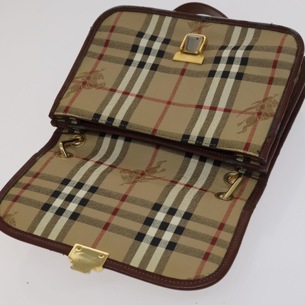 Burberry Nova Check Shoulder Bag Pvc Beige Brown Gold - 14