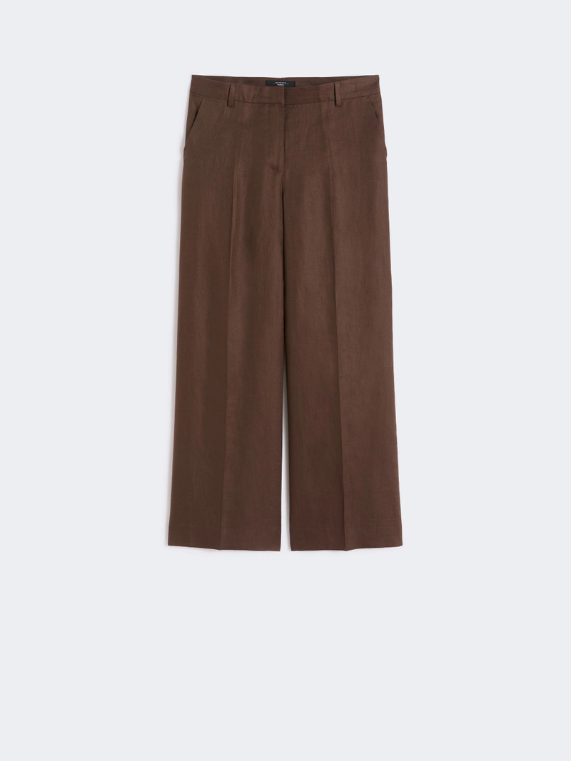 MALIZIA Linen canvas trousers - CHOCOLATE 1