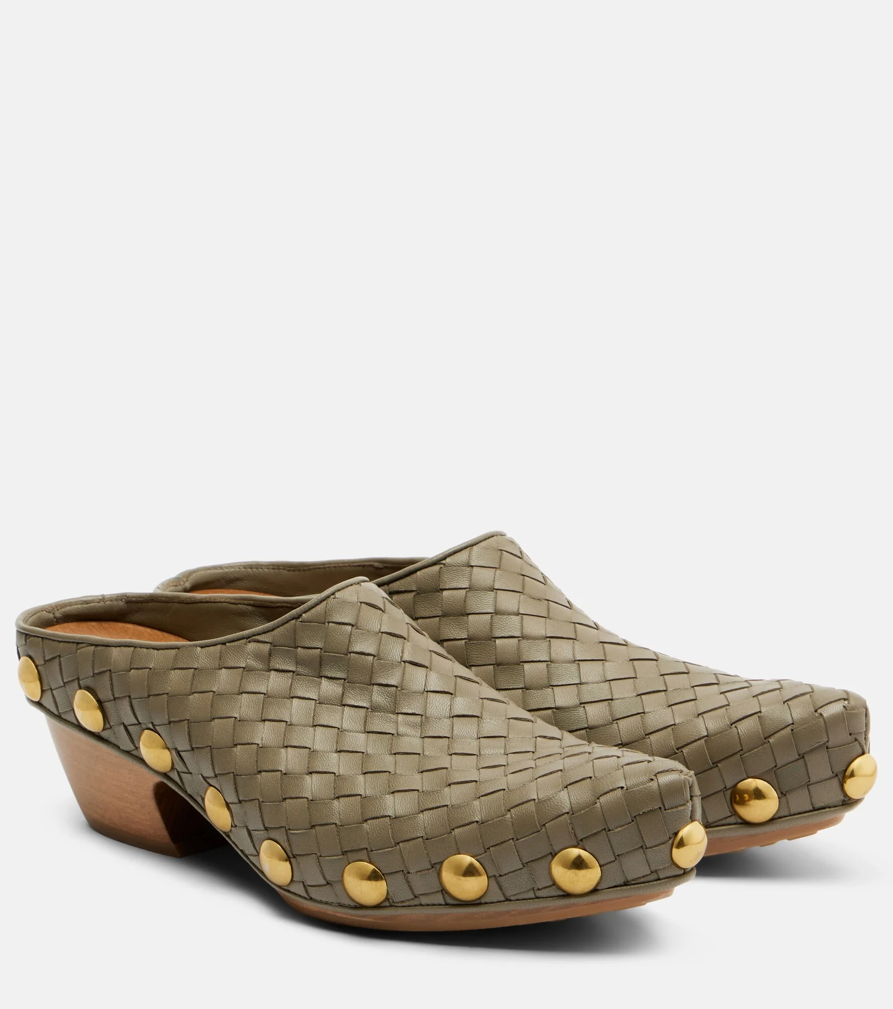 Gondola Intrecciato studded leather clogs - 1
