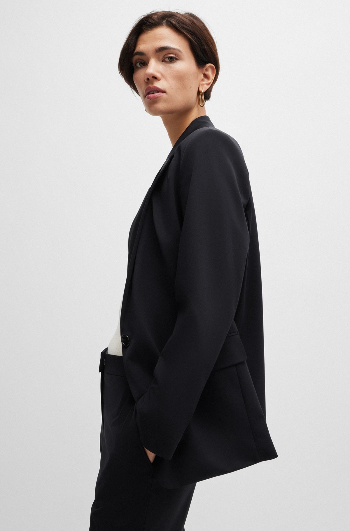 RELAXED-FIT JACKET IN CREASE-RESISTANT STRETCH JERSEY - 6
