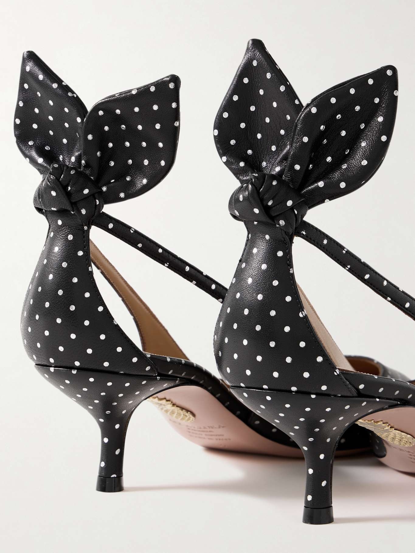 Bow Tie 50 metallic polka-dot leather pumps - 4