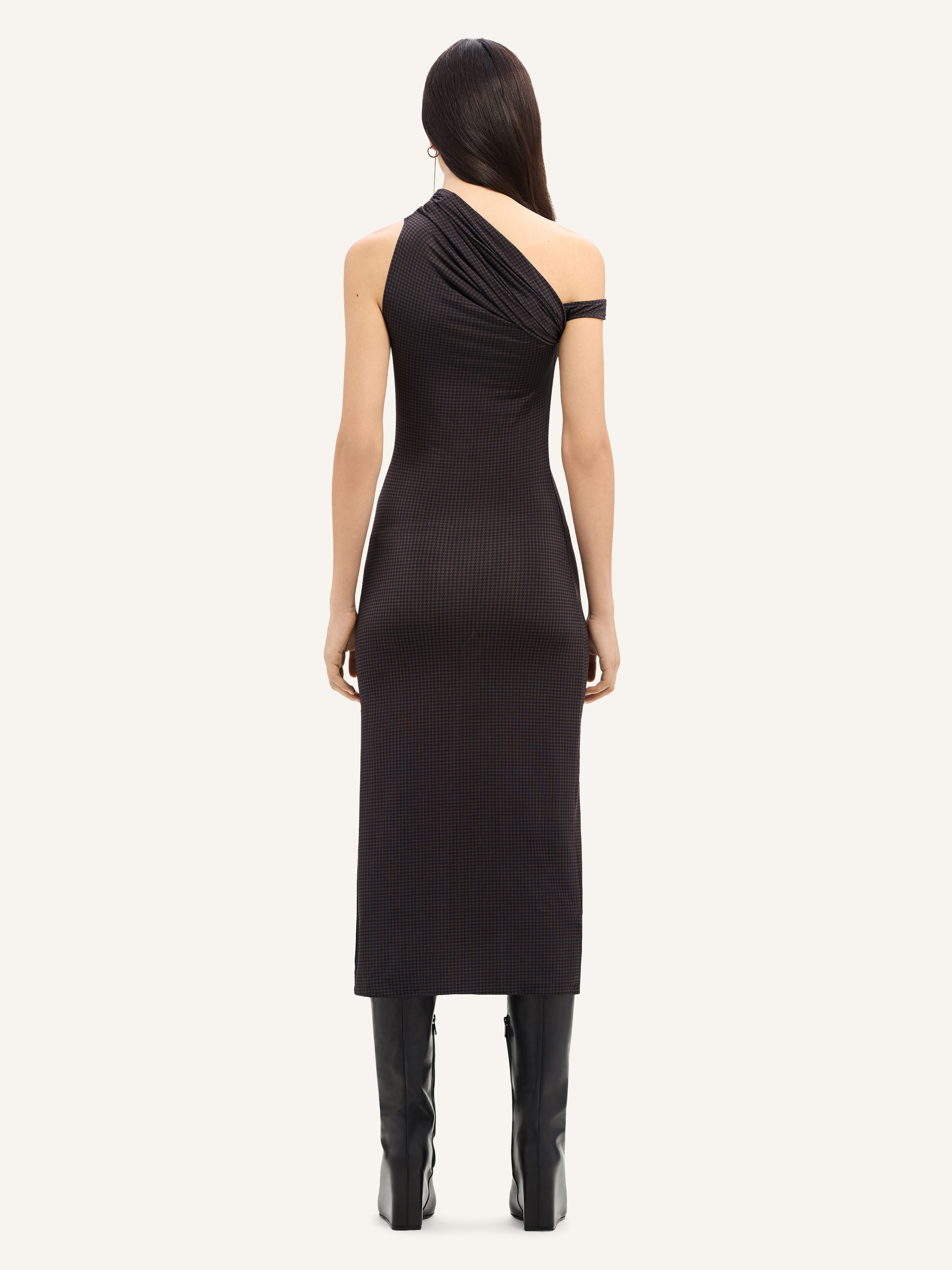 HOUNDSTOOTH MIDI TWIST DRESS - 4