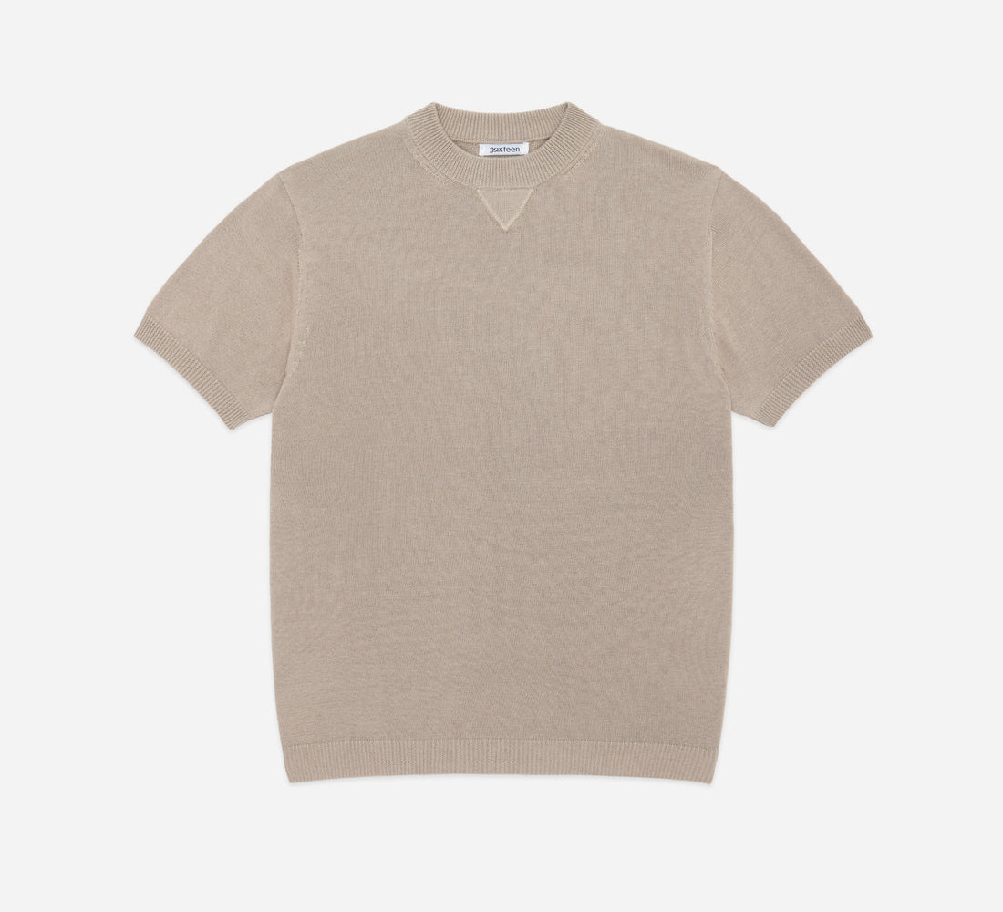 Knit T-Shirt - Tan - 1