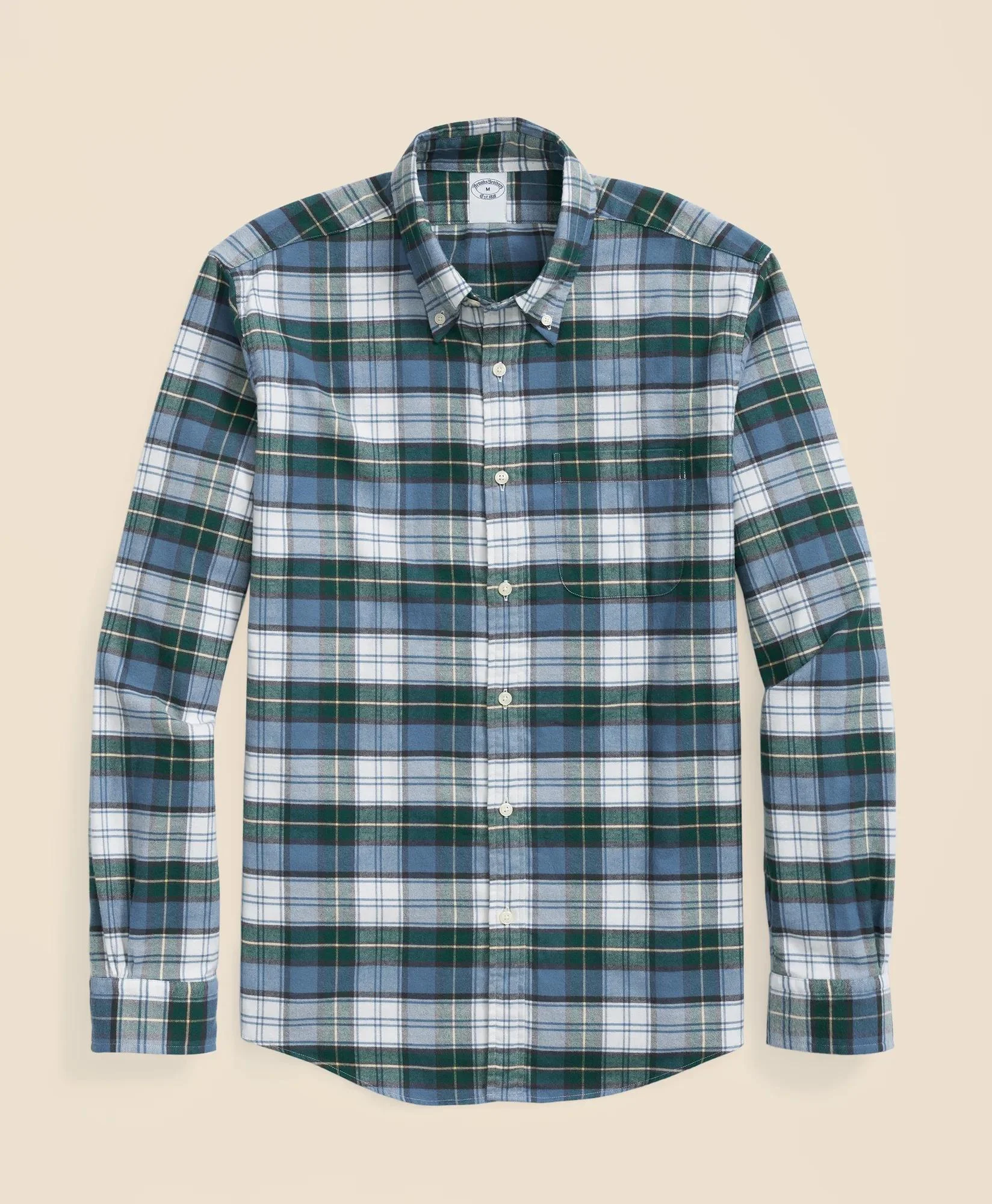 Portuguese Flannel Polo Button Down Collar, Tartan Shirt - 1