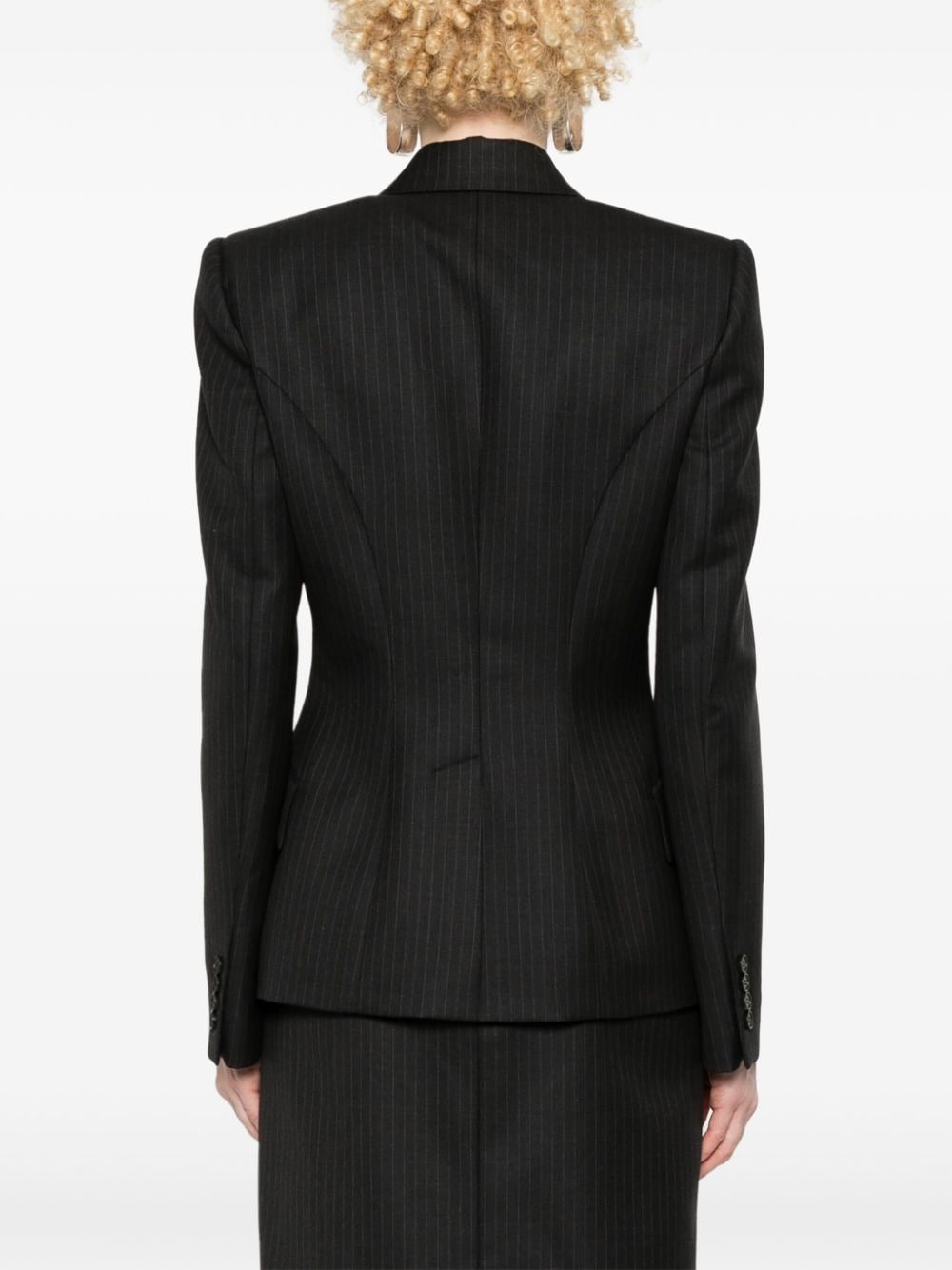 single-breasted pinstriped blazer - 4