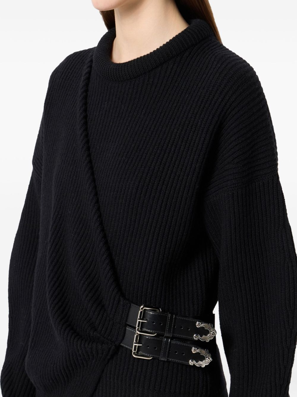 ribbed buckle-fastening sweater - 5