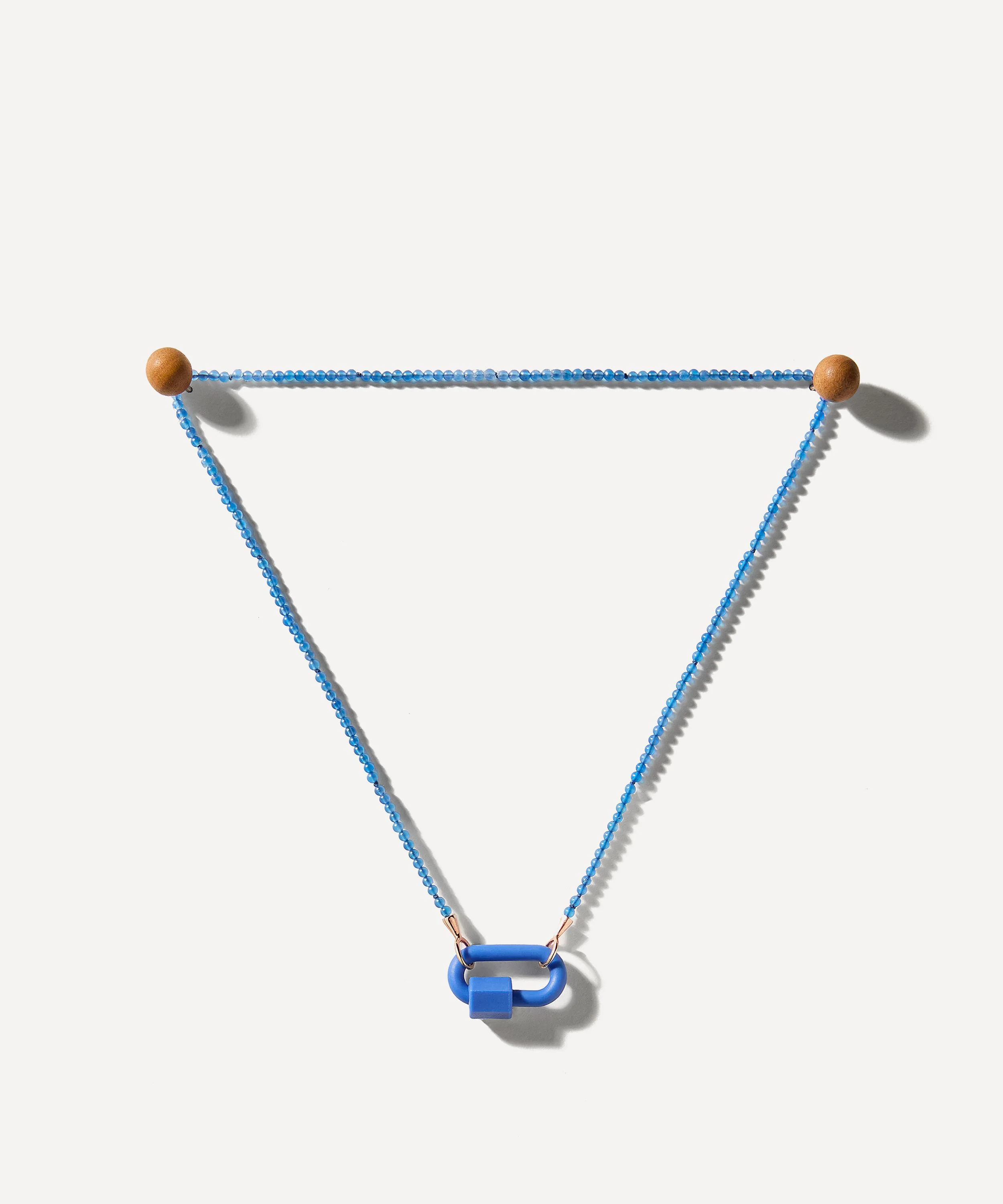 10ct Rose Gold Tone on Stone Necklace in Blue Agate - 1