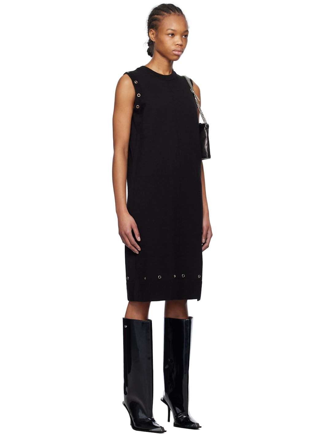 Black Eyelet Knit Mini Dress - 2
