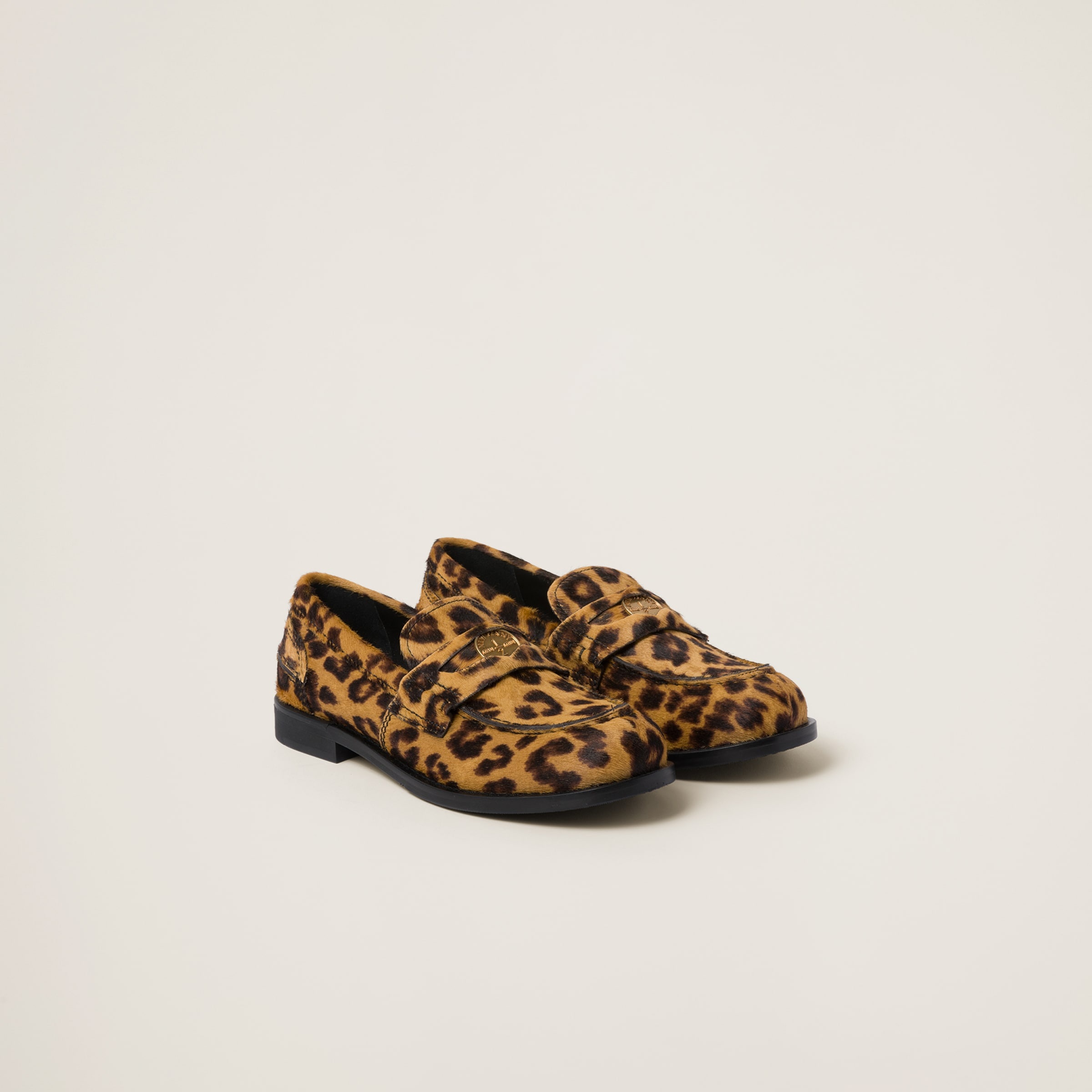 Leopard-print calf hair-effect loafers - 1