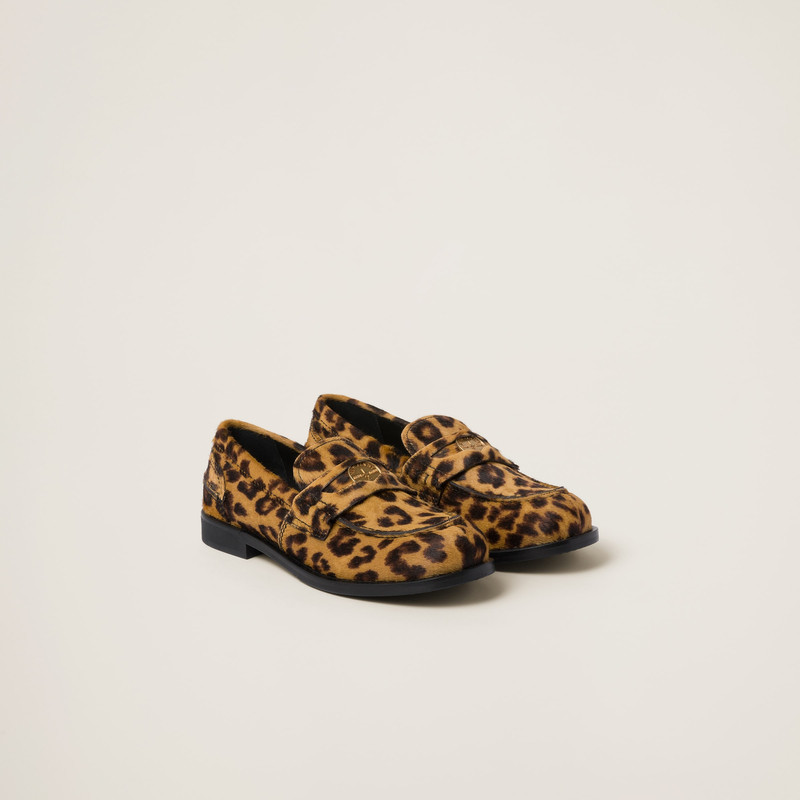 Leopard-print calf hair-effect loafers 1