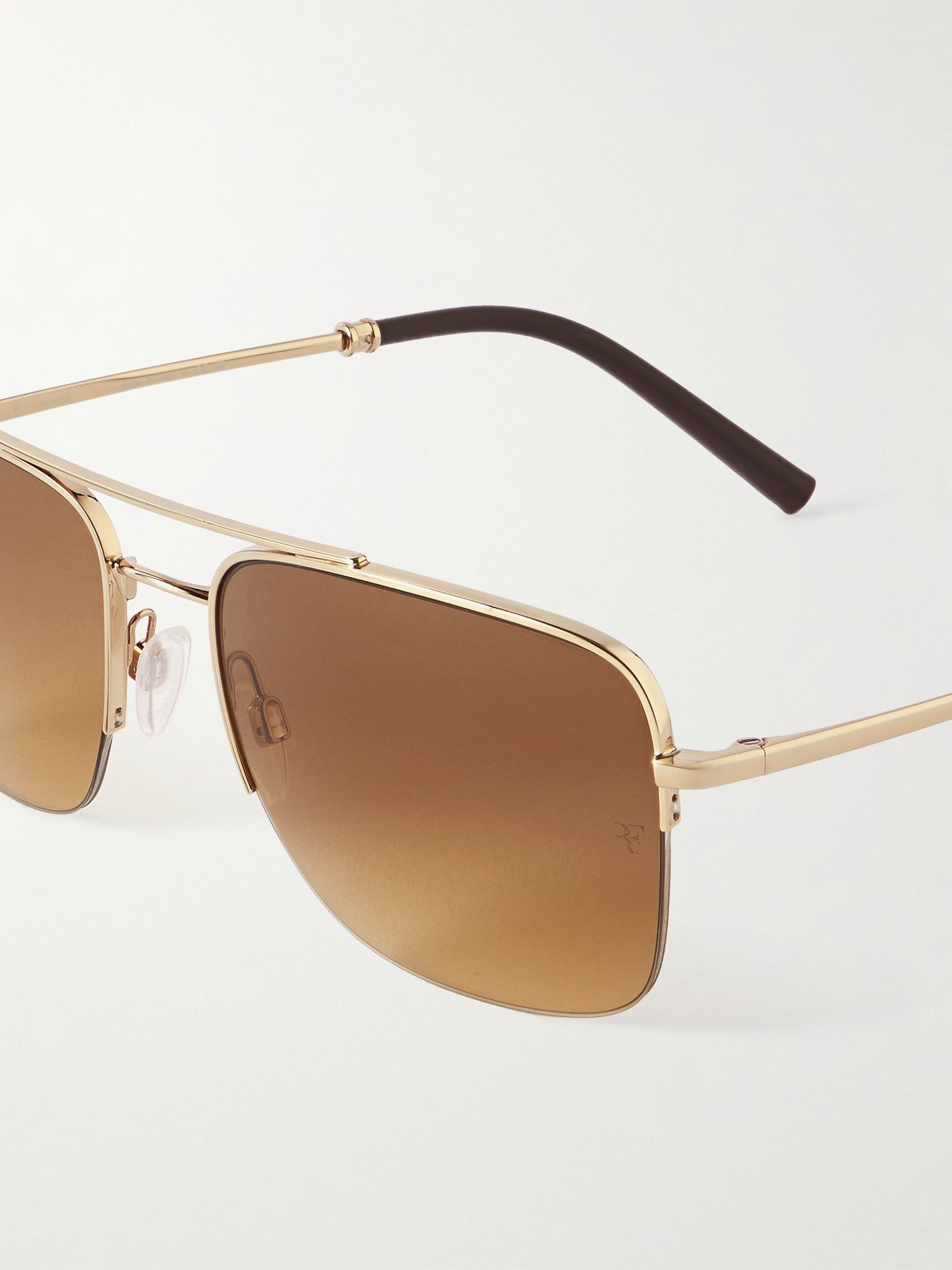 + Roger Federer R-14 Aviator-Style Gold-Tone Sunglasses Gold - 3