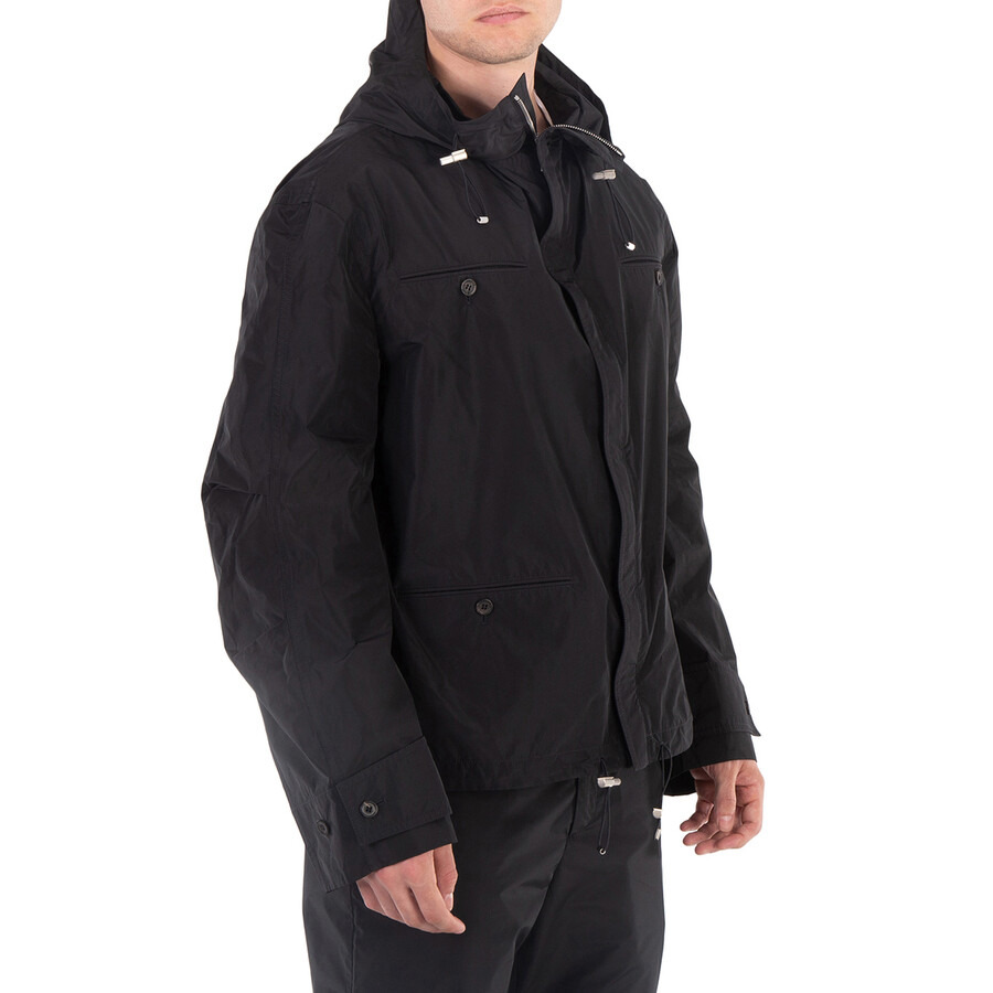 Ferragamo Black Taffeta Drawstring Hooded Jacket - 4