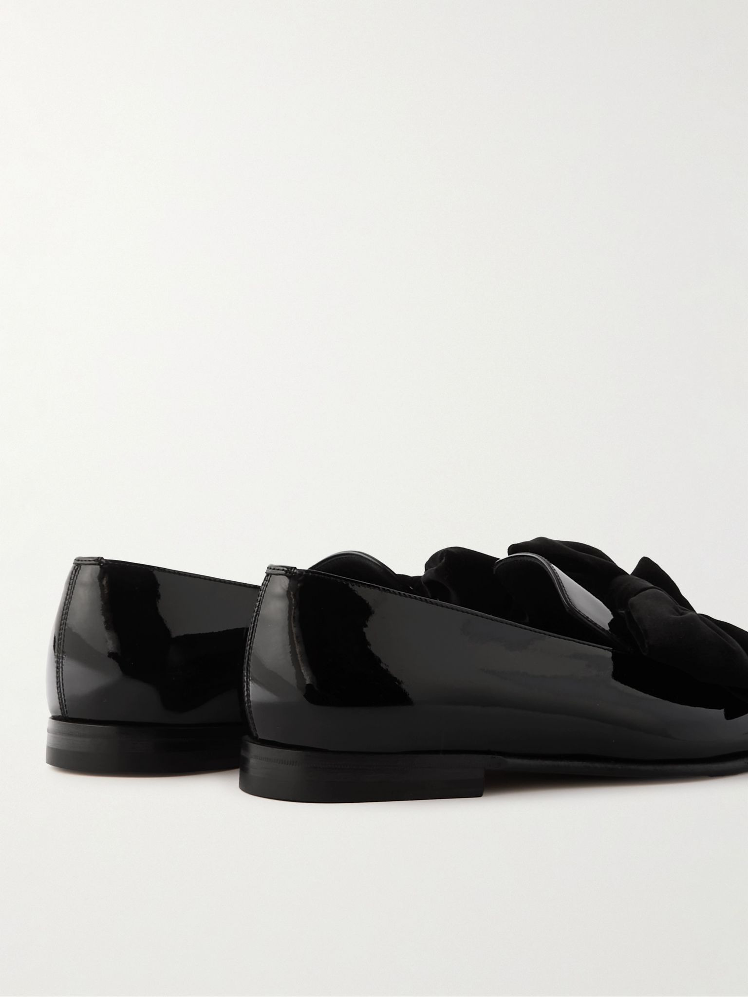 Janser Velvet-Trimmed Patent-Leather Loafers Black - 5