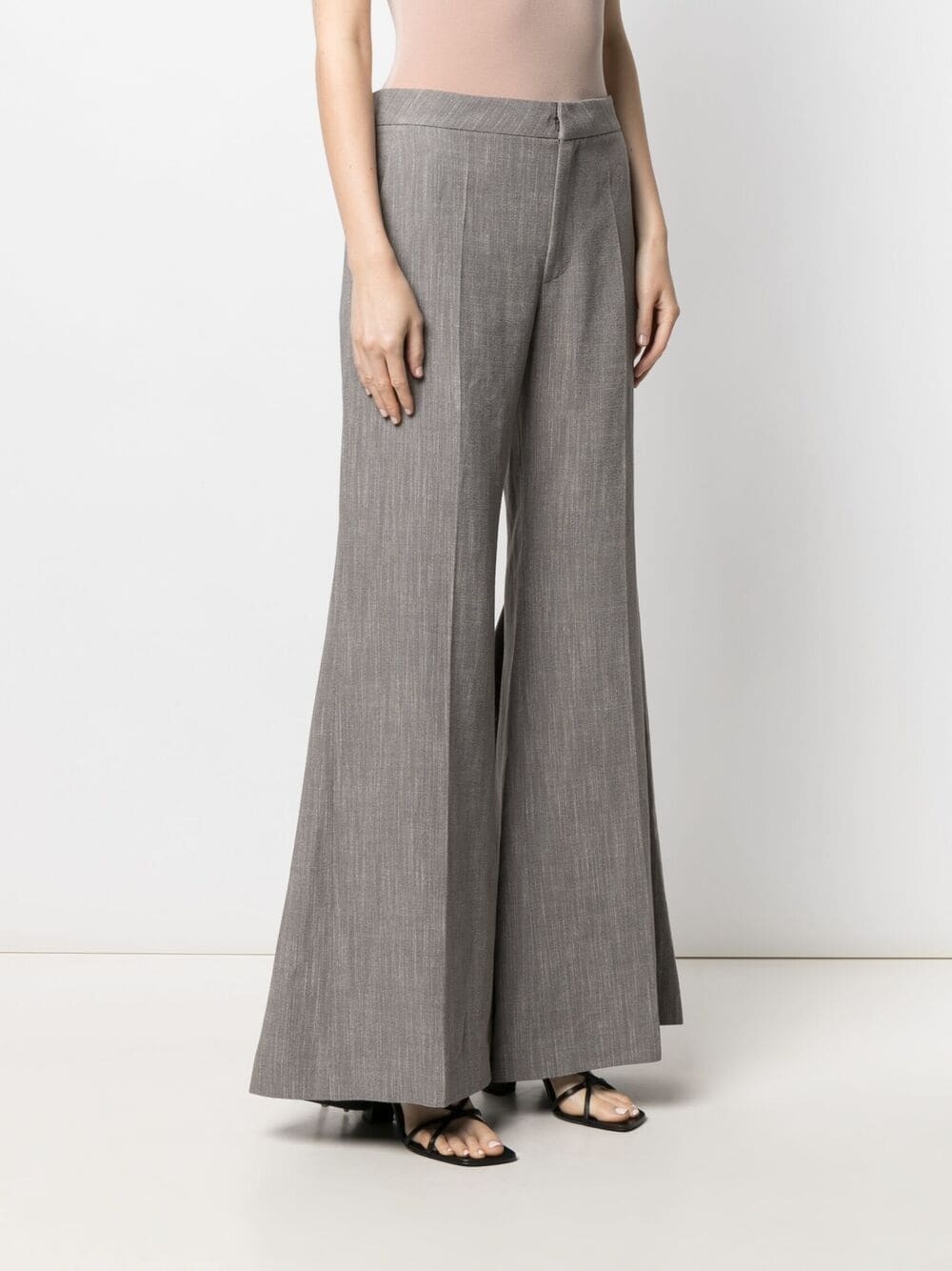 tie-detail draped wide-leg trousers - 4