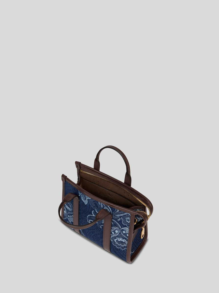 MINI TOP-HANDLE BAG IN JACQUARD DENIM - 4
