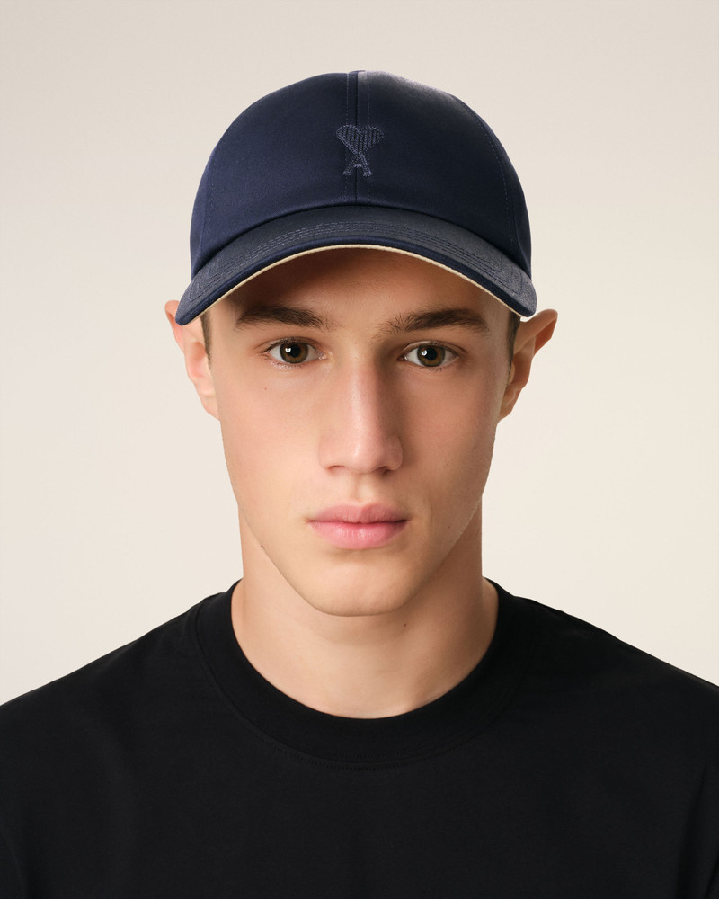 AMI Paris NAVY COTTON TONAL AMI DE COEUR EMBROIDERY CAP outlook