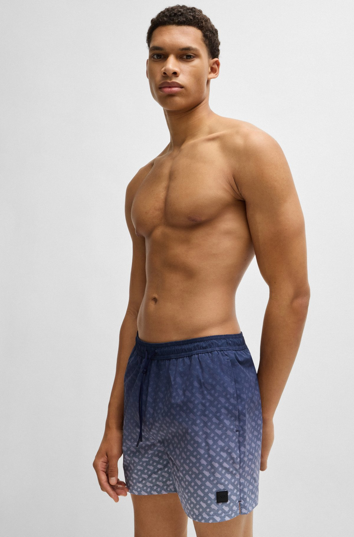 LOGO-BADGE SWIM SHORTS WITH DEGRADÉ MONOGRAM PRINT - 3