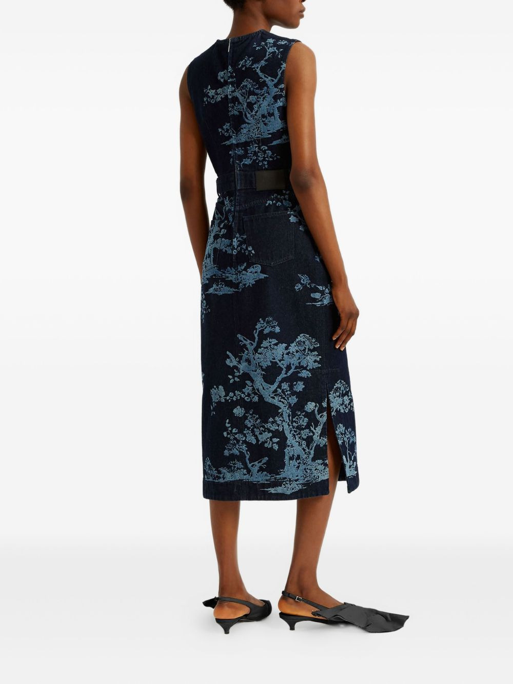 trees-print sleeveless dress - 3