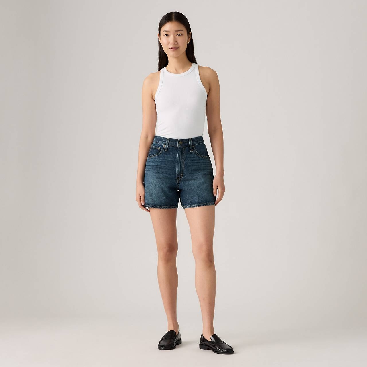 HIGH RISE CINCH MID-THIGH WOMEN'S SHORTS - 2