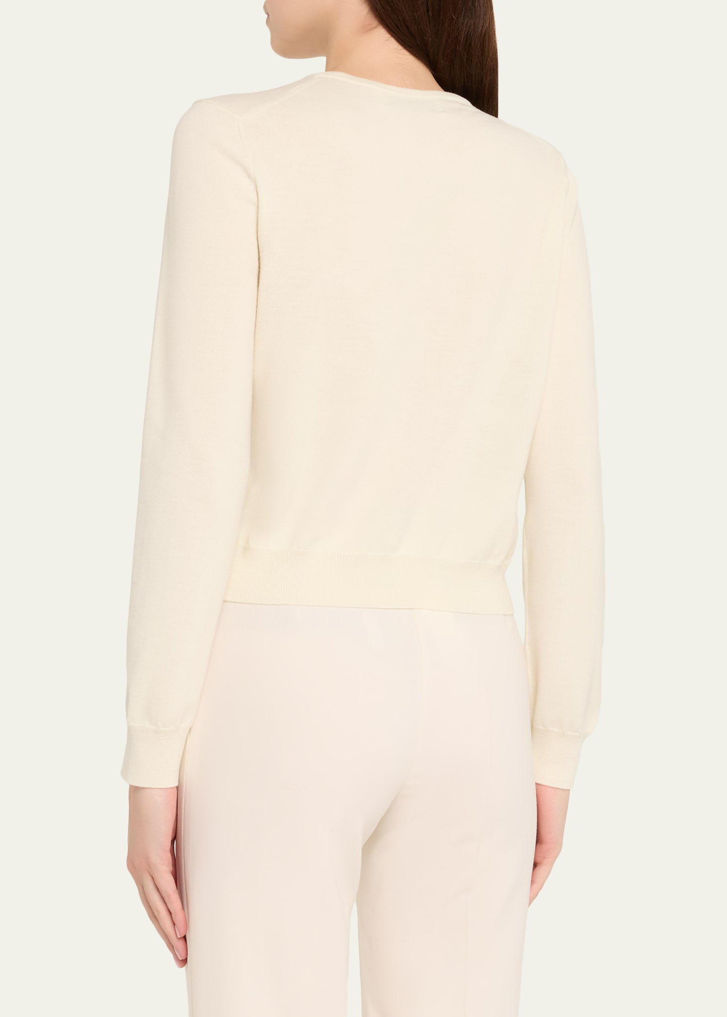 Cherry Blossom Embroidered Crewneck Cardigan - 3