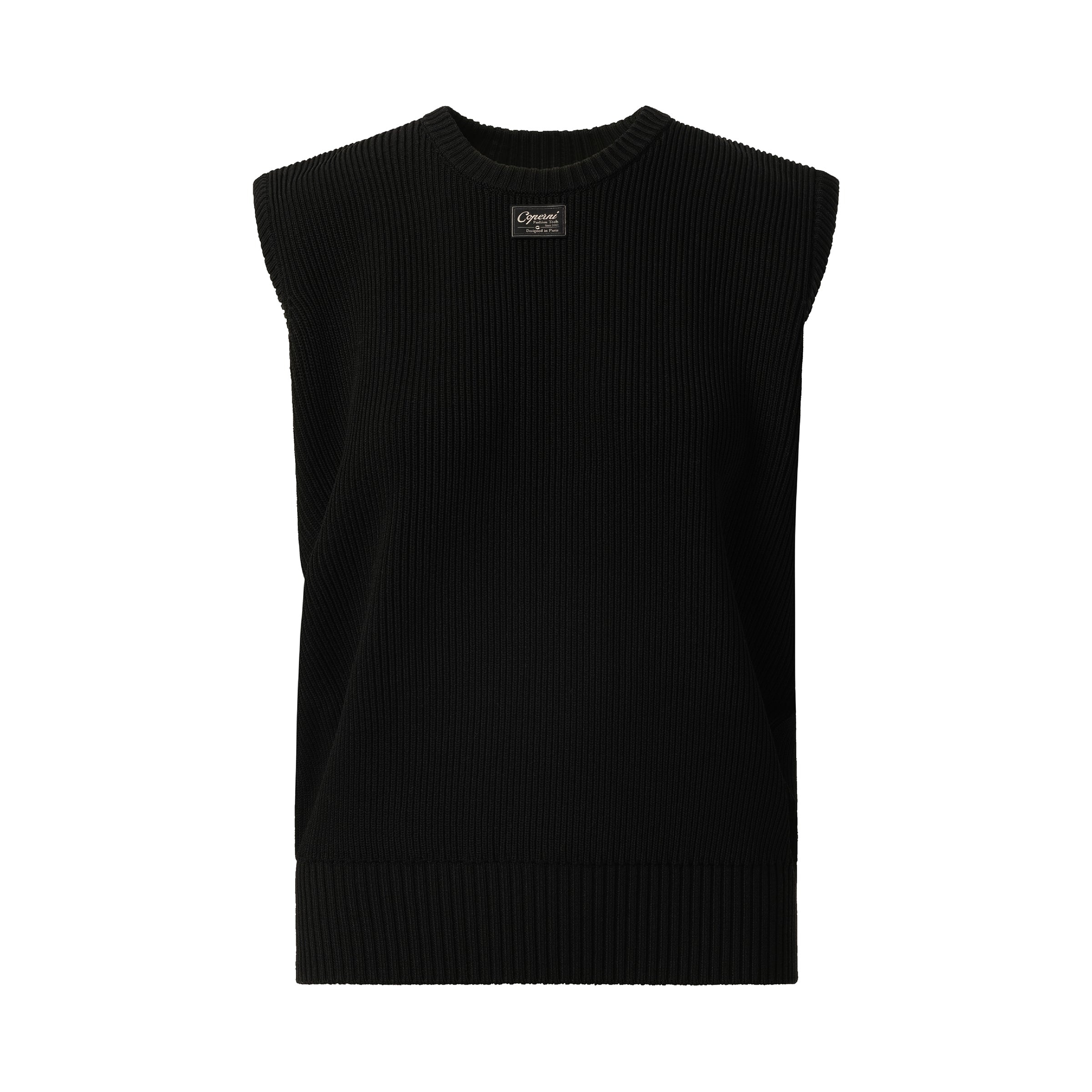 Knitted Sleeveless Top in Black - 2