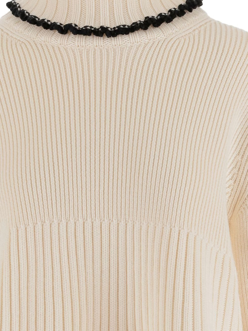 Jil Sander ribbed high-neck ruffled sweater outlook
