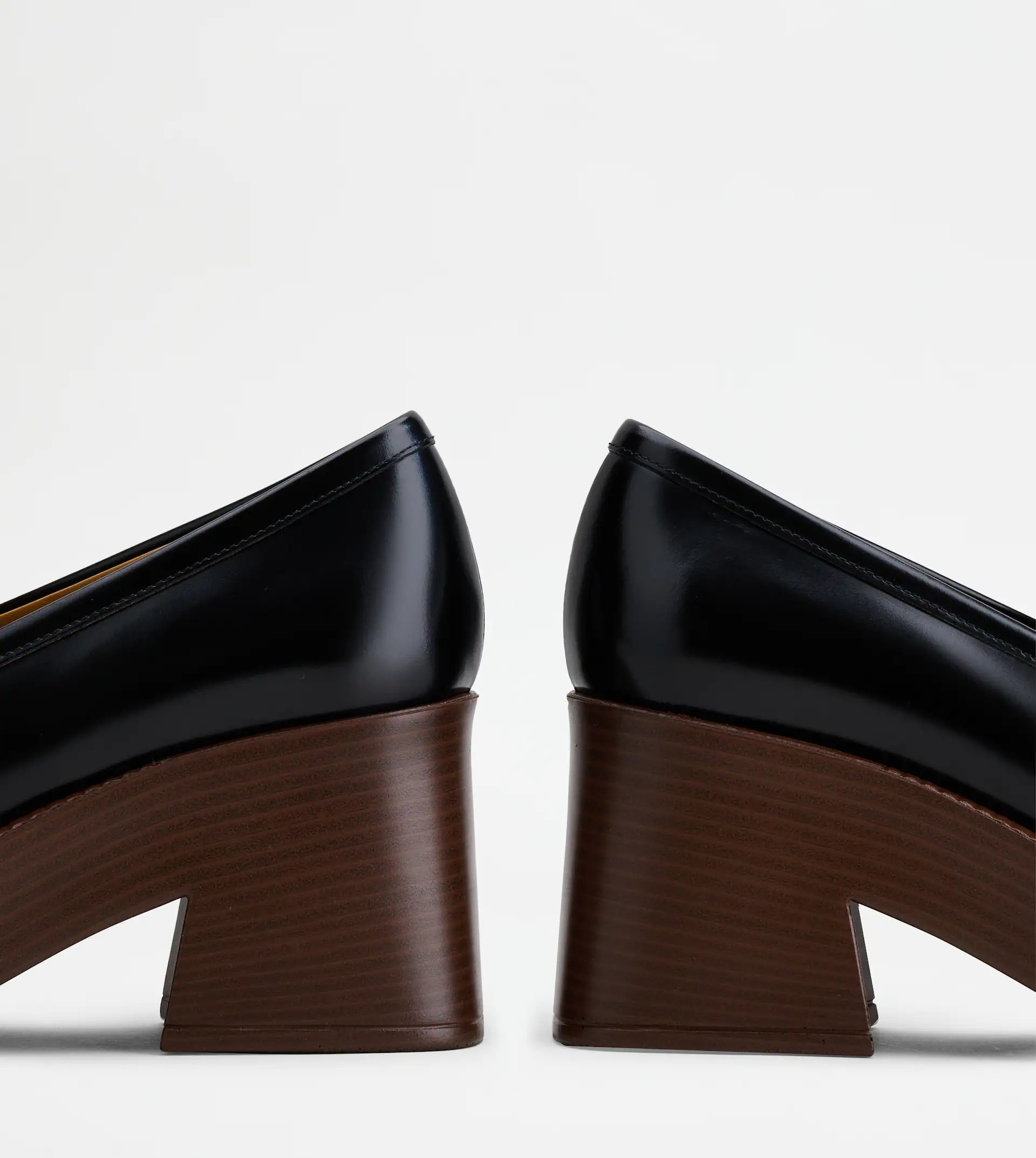 PLATFORM LOAFERS IN LEATHER - BLACK - 5