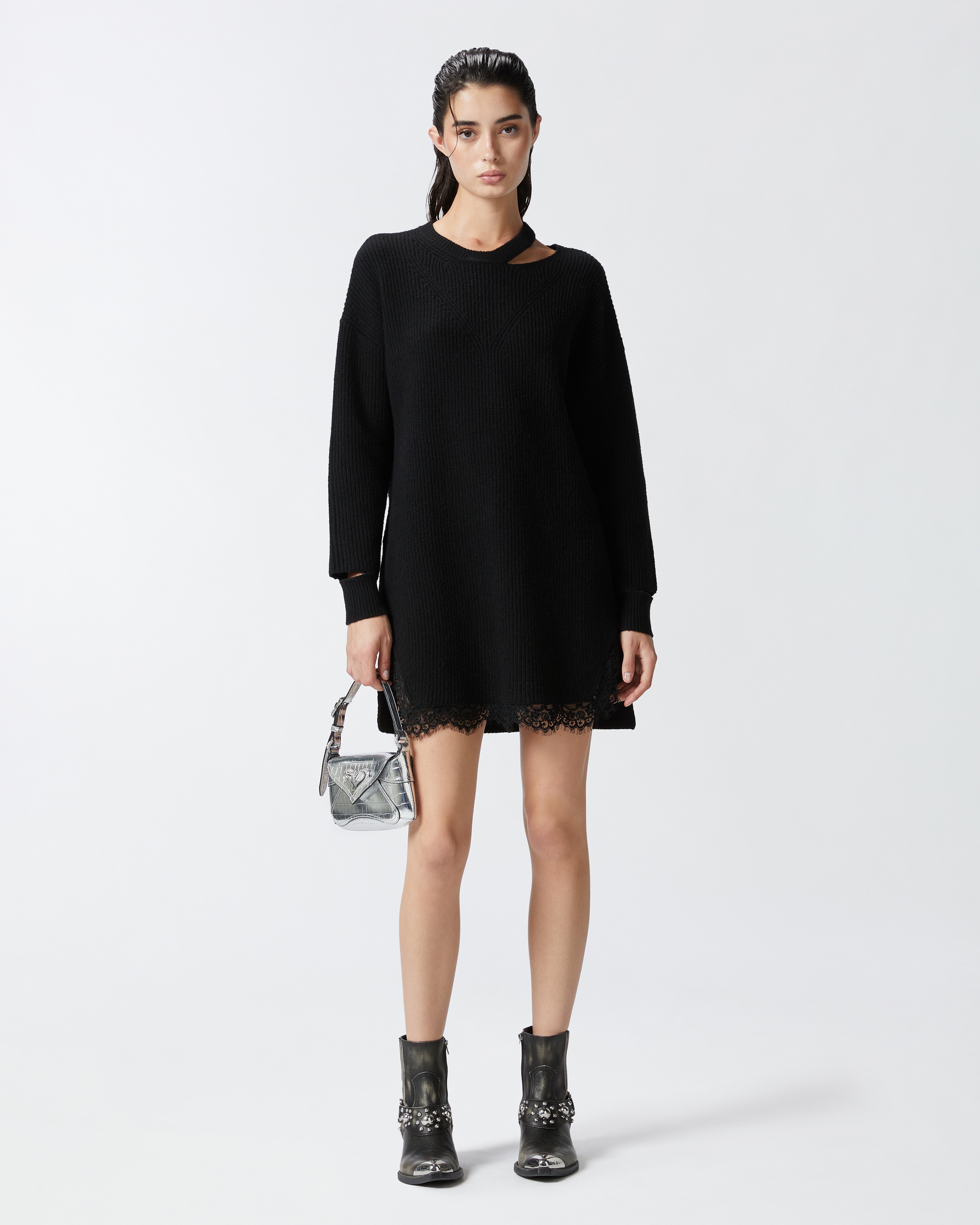 KNIT MINI DRESS WITH LACE - 3