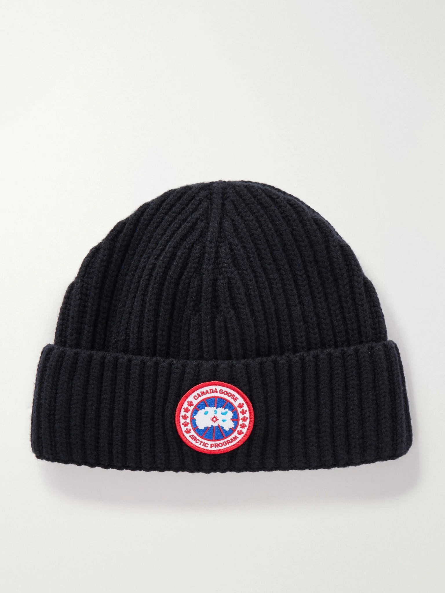 Logo-Appliquéd Ribbed Wool and Cashmere-Blend Beanie Black - 1