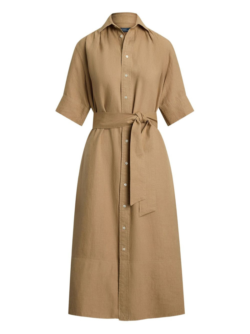 belted button-up shirt dress 1