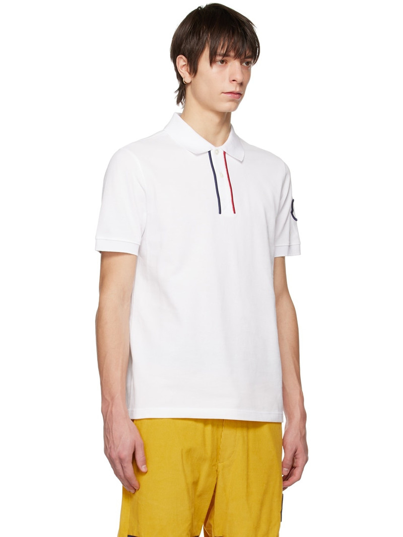 Moncler White Embroidered Polo outlook