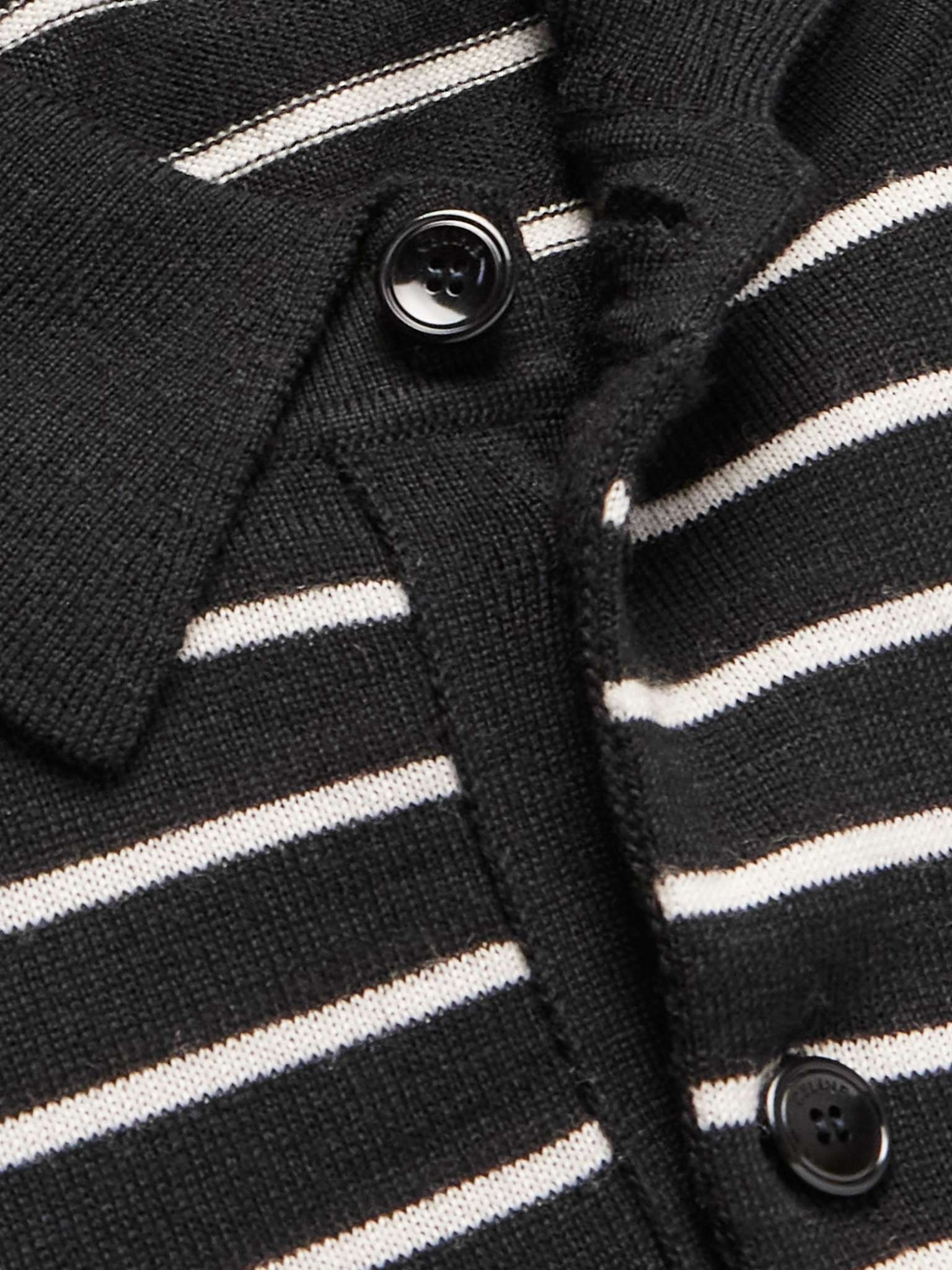 Slim-Fit Logo-Embroidered Striped Wool Polo Shirt - 5