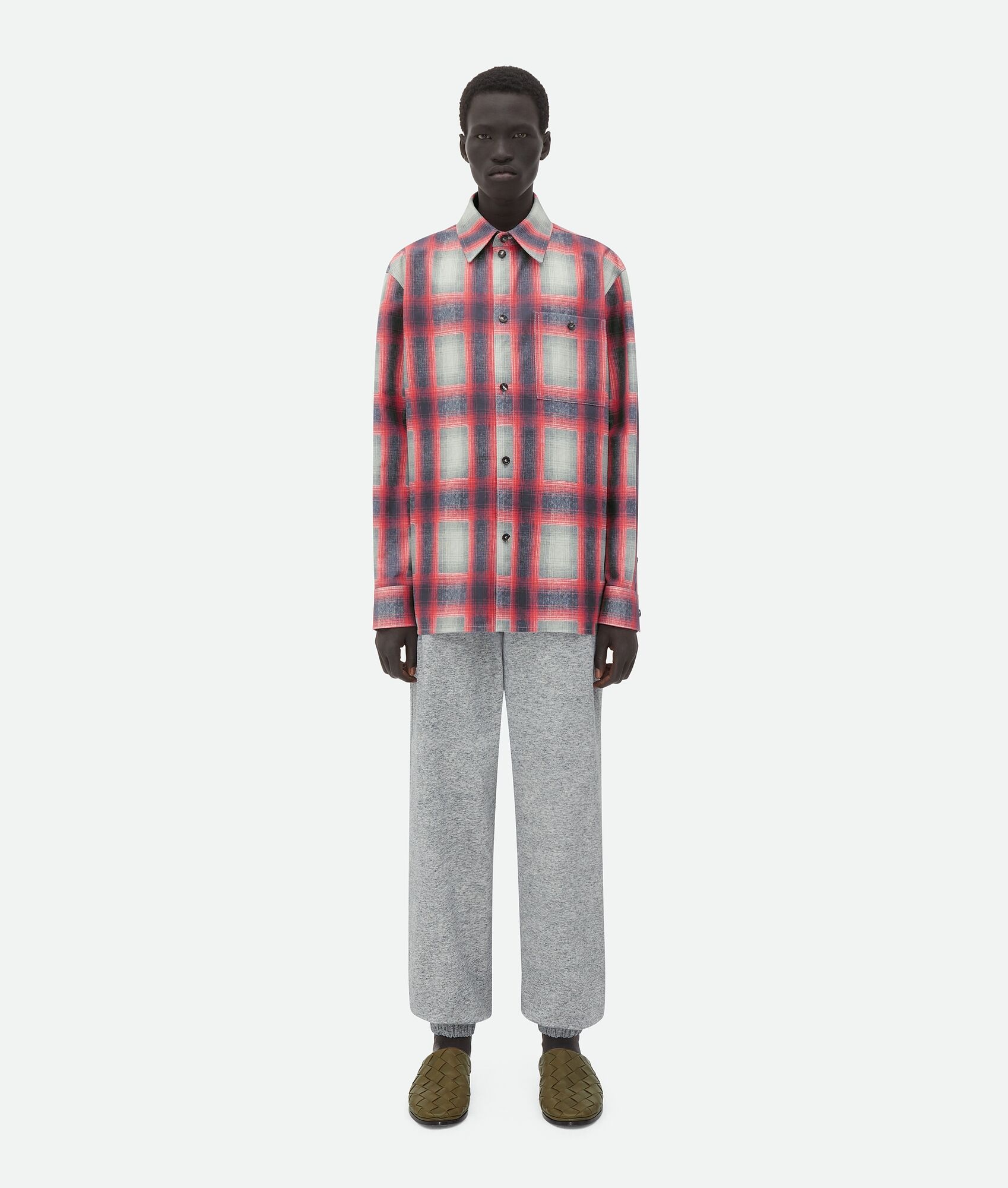Flannel Effect Printed Leather Shirt - 1