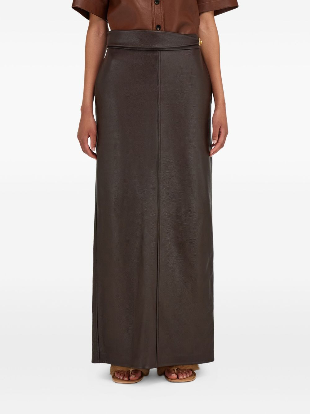 leather slit maxi skirt - 3