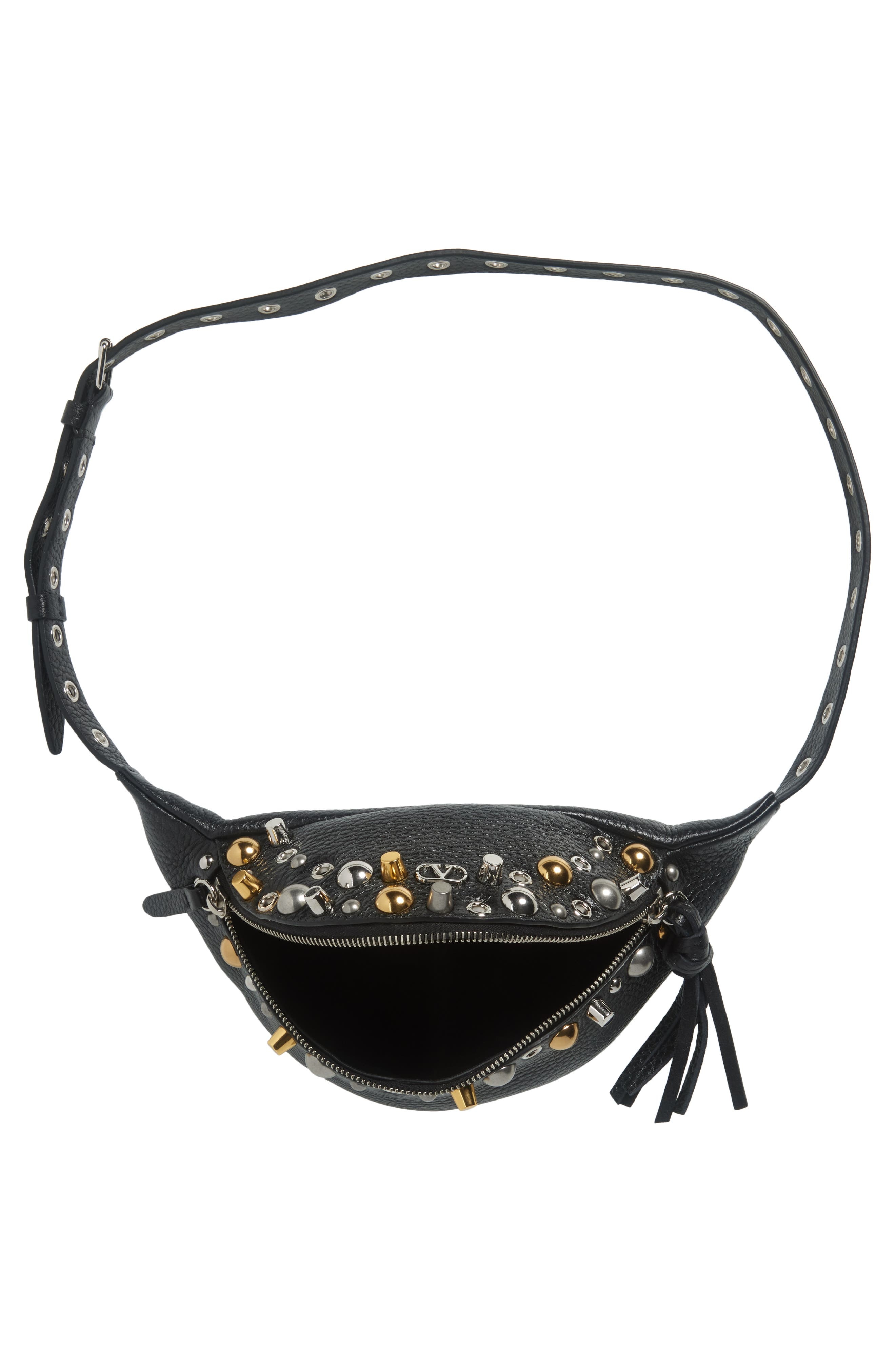 Valentino Garavani Nellcôte Grainy Leather Belt Bag in Black at Nordstrom - 4