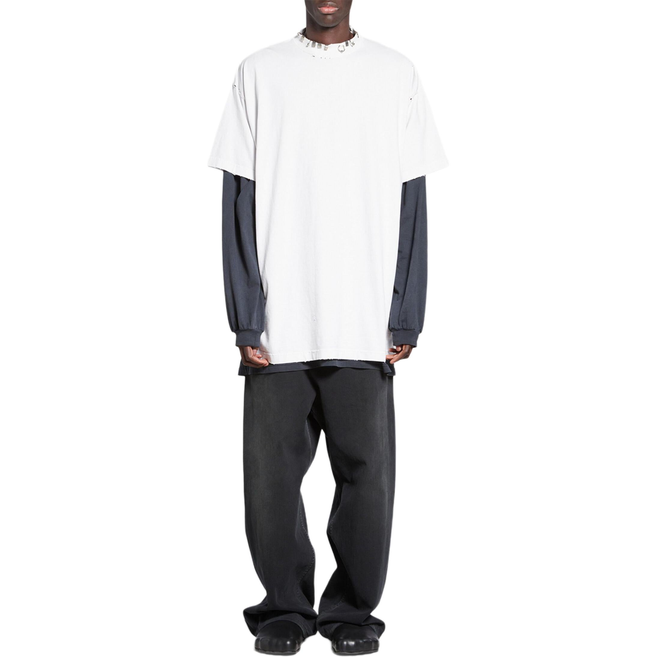 (WMNS) Balenciaga Pierced T-shirt Oversized 'White' 761460TPVD49000 - 3