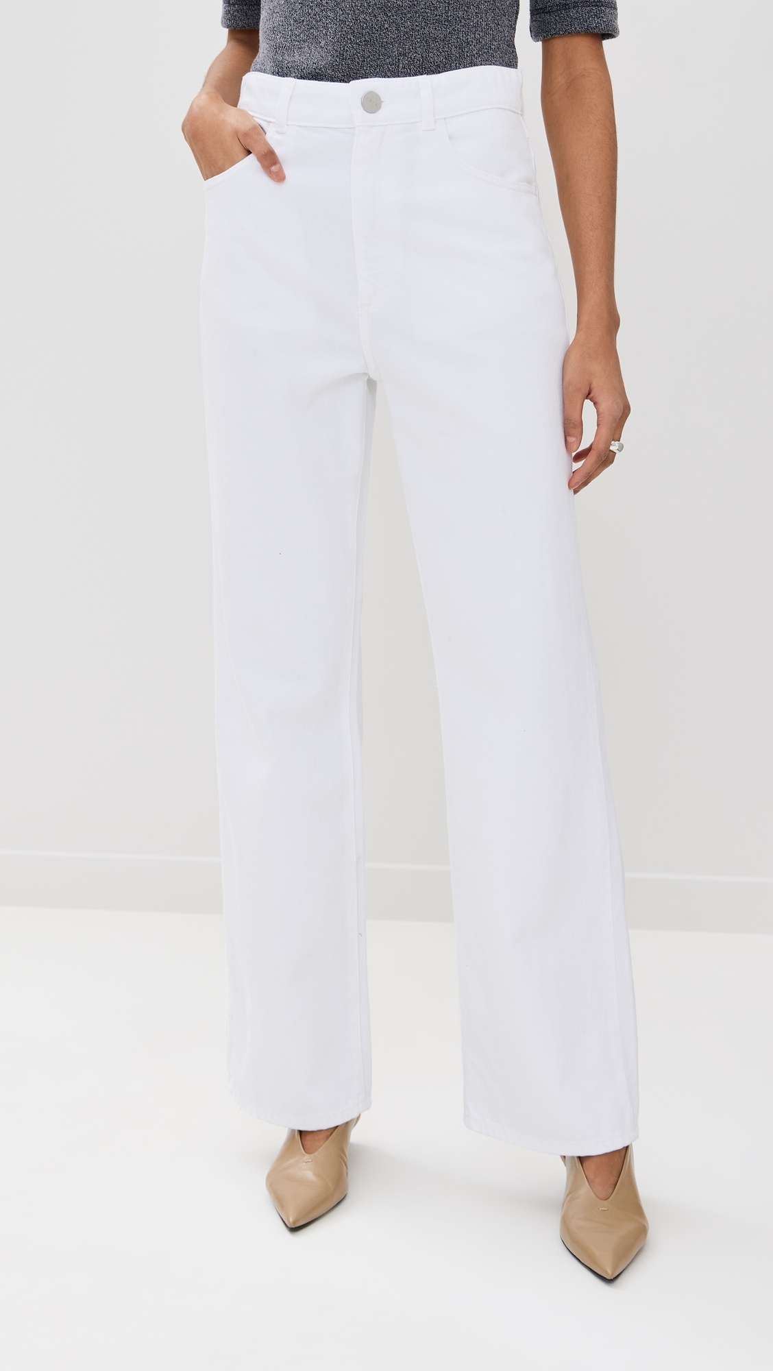 Relaxed Fit White Jeans - 1