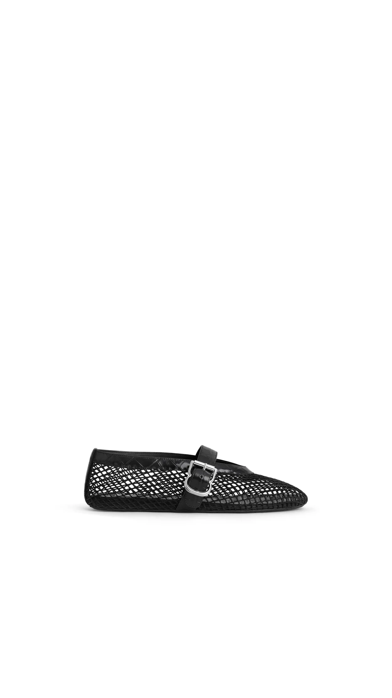 BALLET FLATS IN FISHNET AND CROCODILE EMBOSSED CALFSKIN - 1