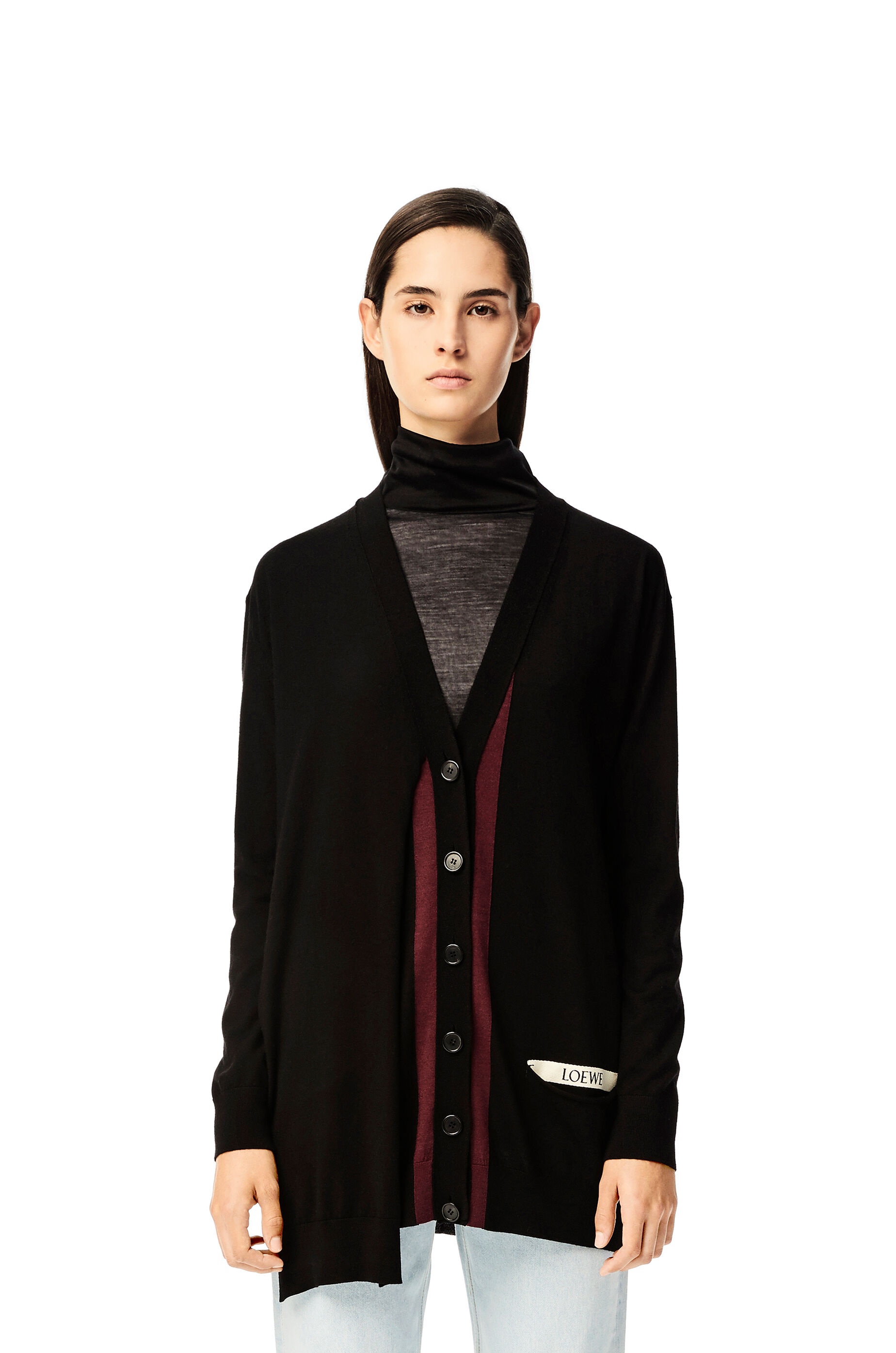 LOEWE asymmetric pocket cardigan in wool - 3